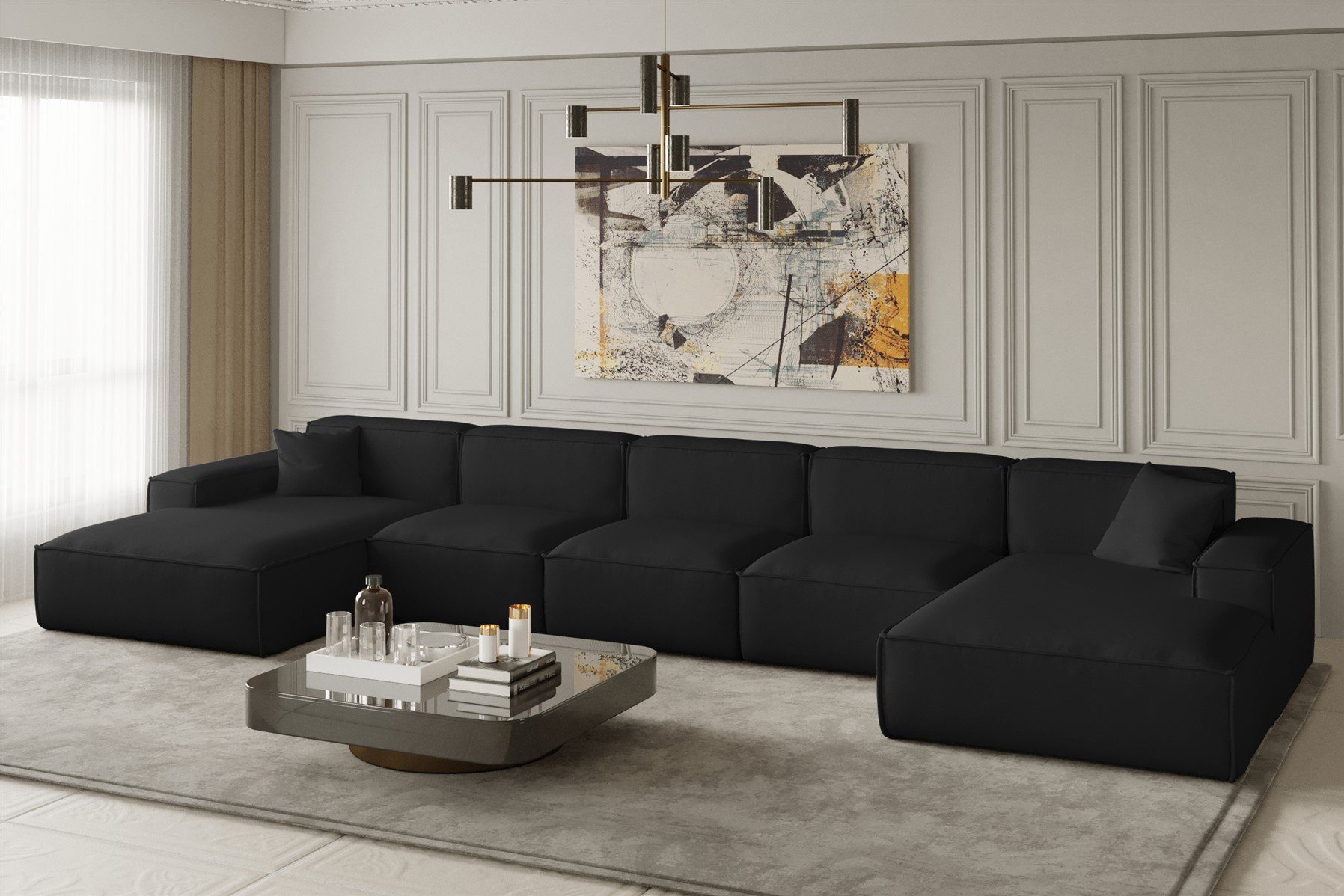 Fun Möbel Wohnlandschaft U-Form CELES XL, Breite 462 cm, inkl. 2 Zierkissen