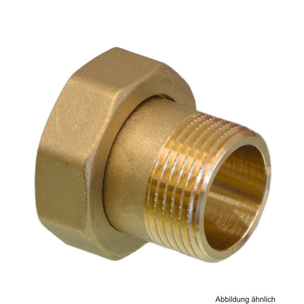 OEG GmbH Wasserrohr Messing Anschlussverschraubung flachdichtend, 1 1/4" AG x 1 1/2" IG