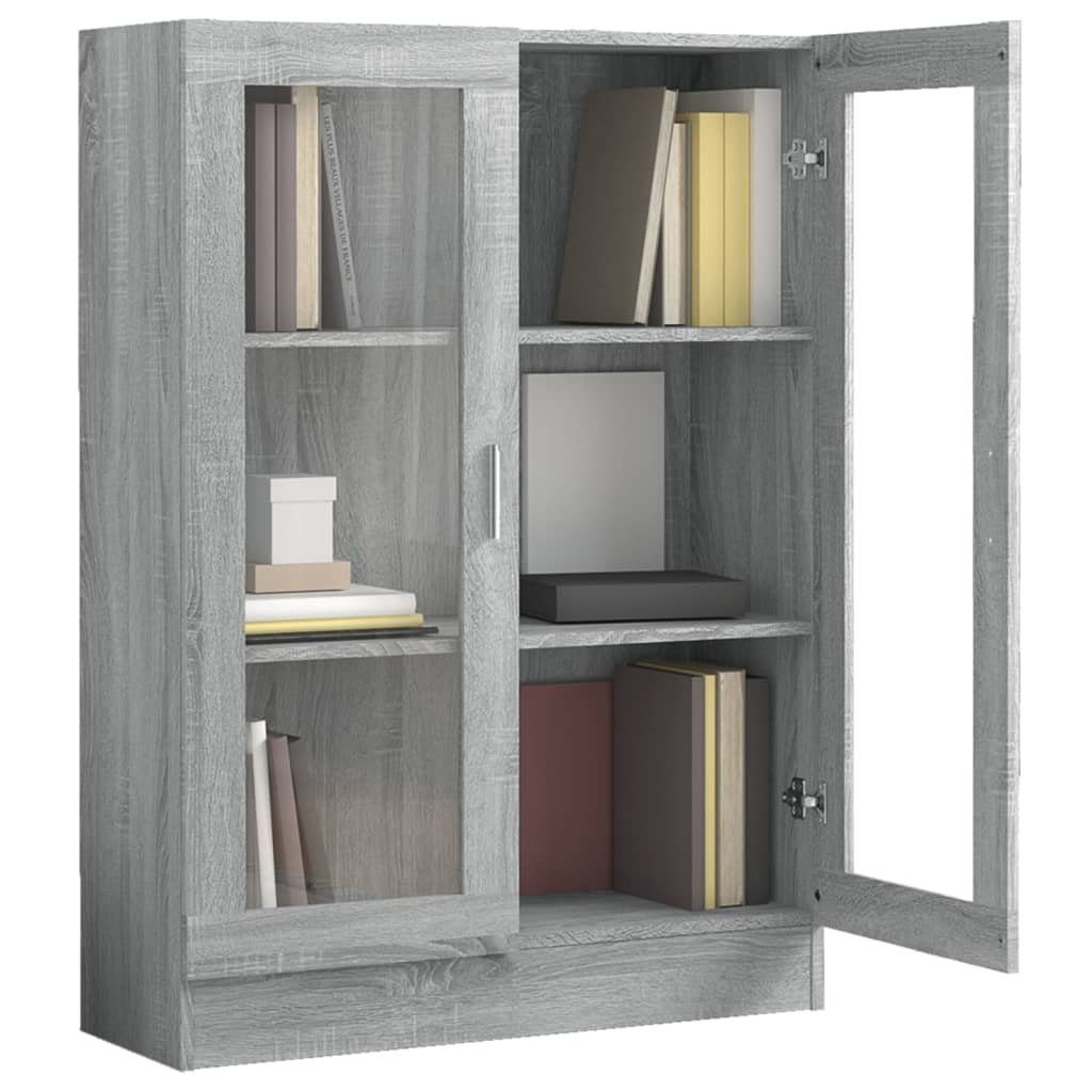 Holzwerkstoff Sonoma Bücherregal Grau Vitrinenschrank furnicato cm 82,5x30,5x115