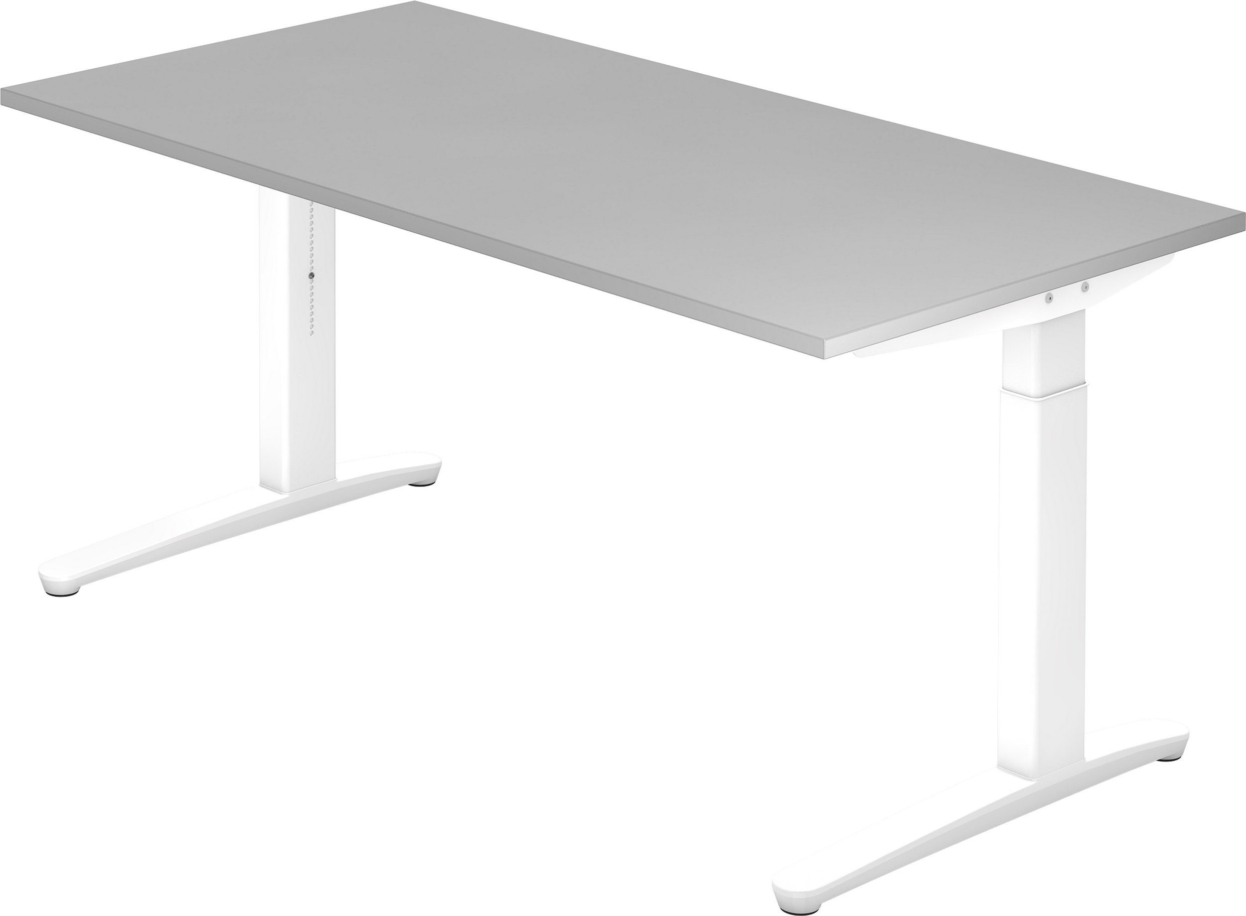 bümö Schreibtisch Schreibtisch Serie-XB, Rechteck: 160 x 80 cm - Dekor: Grau - Gestell: Weiß