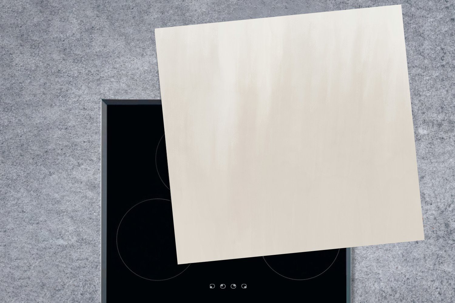 (1 Design küche Arbeitsplatte Herdblende-/Abdeckplatte - Ceranfeldabdeckung, MuchoWow für Vinyl, tlg), 78x78 cm, Abstrakt - Taupe,