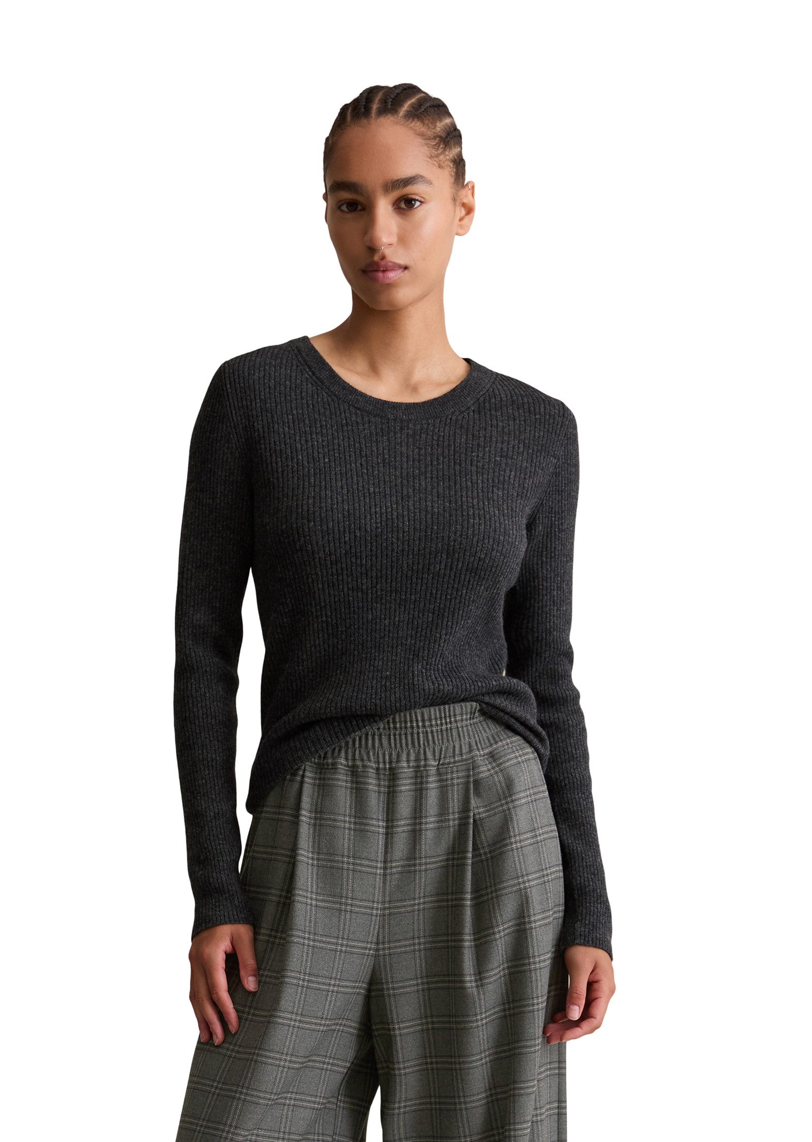 Marc O'Polo DENIM Rundhalspullover Rippstrick aus softem Schurwolle-Mix, sl günstig online kaufen