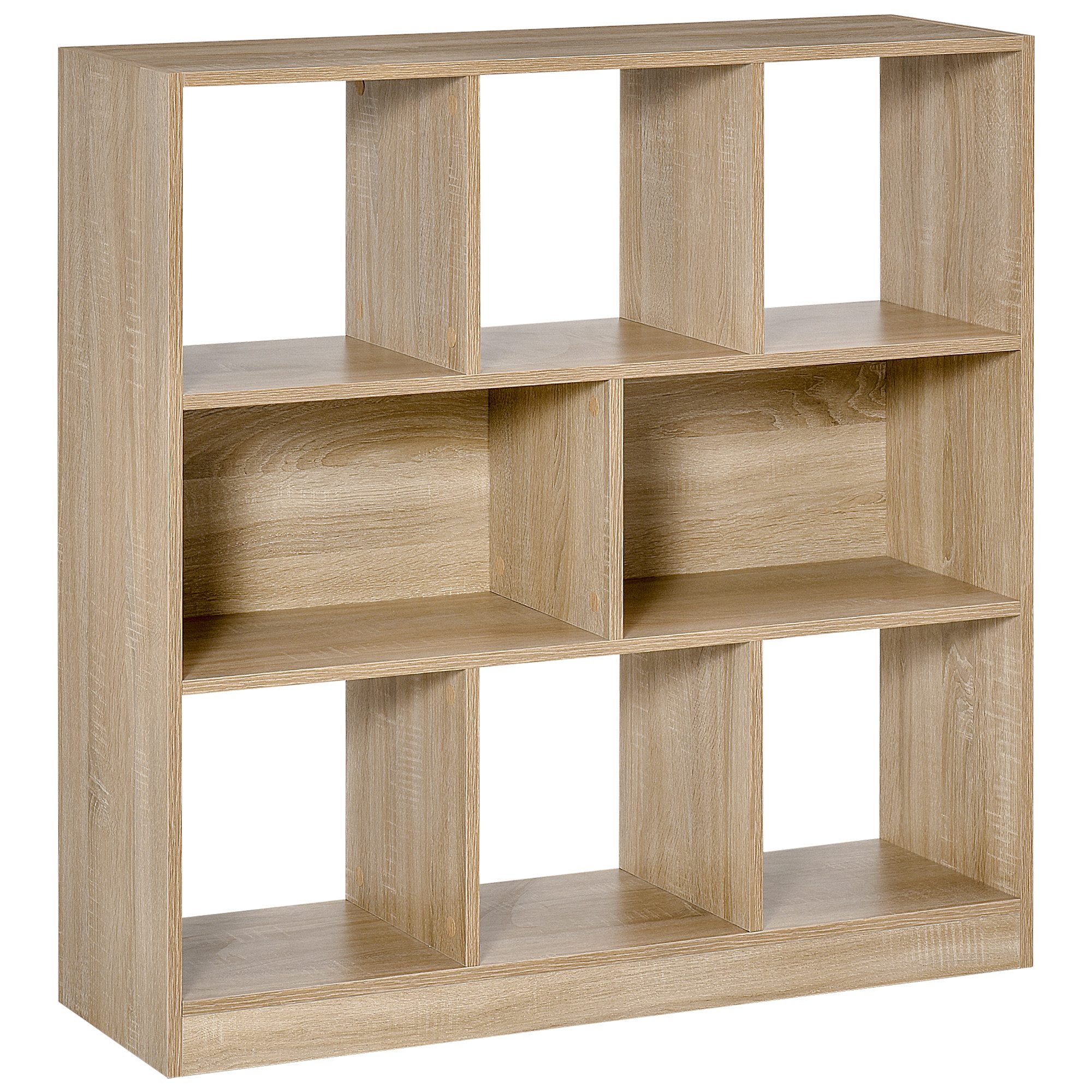 HOMCOM Bücherregal Standregal mit 8 Fächern Würfelregal für Schlafzimmer, Büro, Büroregal 1-tlg., für Home-Office Wohnzimmer Natur 97,5 x 30 x 100 cm – Bild 2 von 5