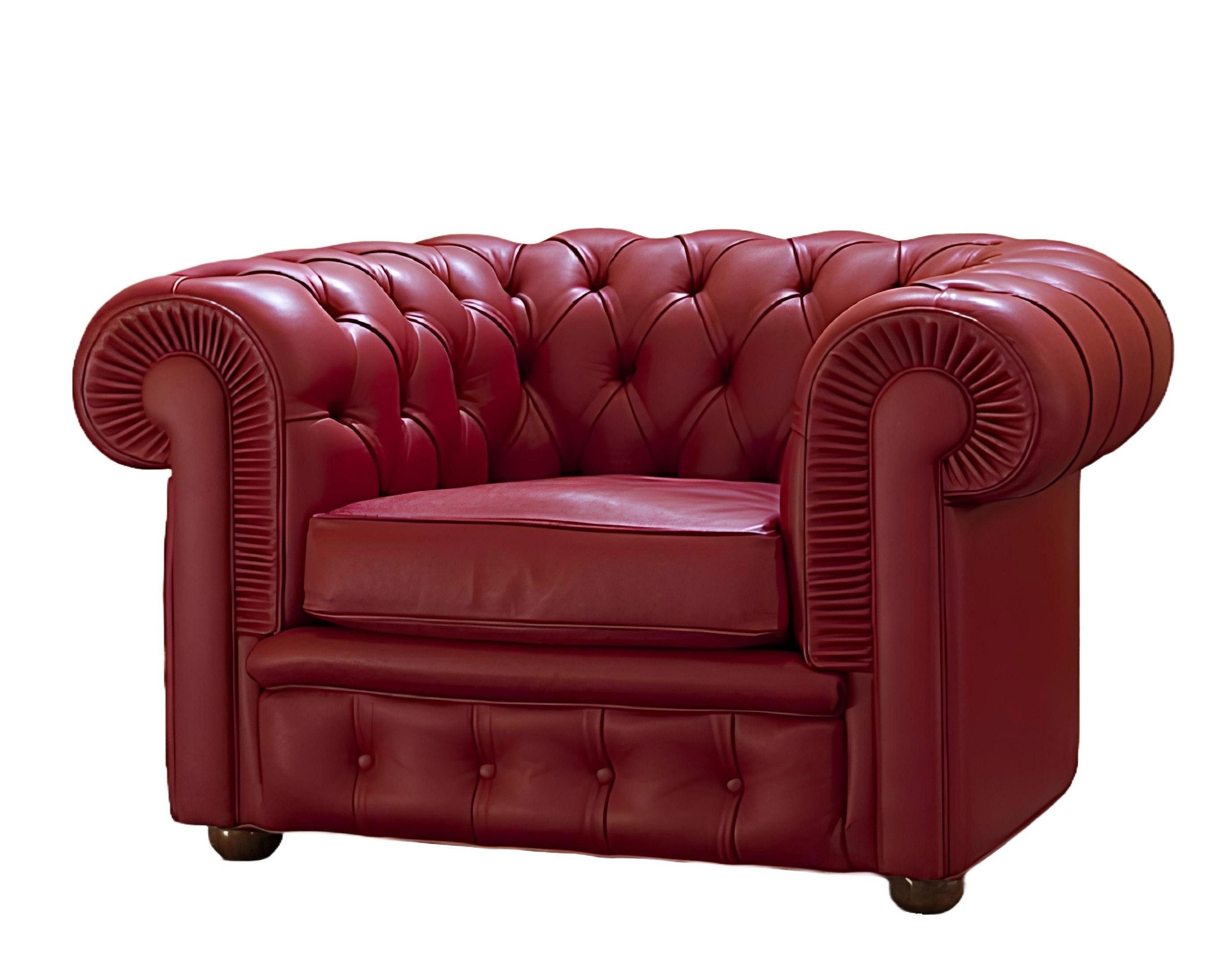 Xlmoebel Кресла Chesterfield Einzelsitz Designer-Ledersofa in Rot von Chesterfield neu (Sessel (1 Sitzer), Hergestellt in Europa