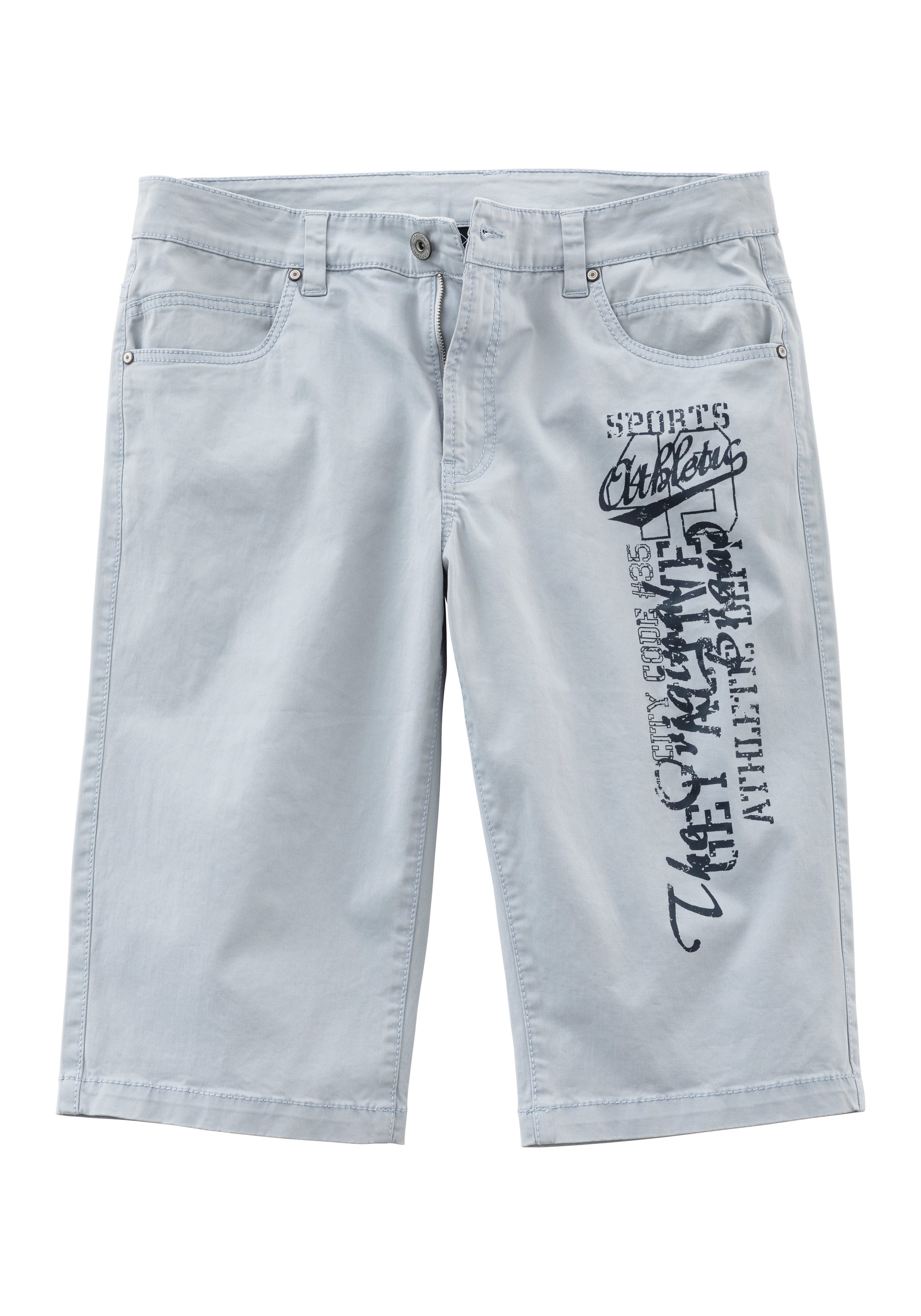 John Devin Bermudas aus elastischer Baumwollmischung mit großem Druck auf dem Bein, 3/4 Shorts. € 39,99