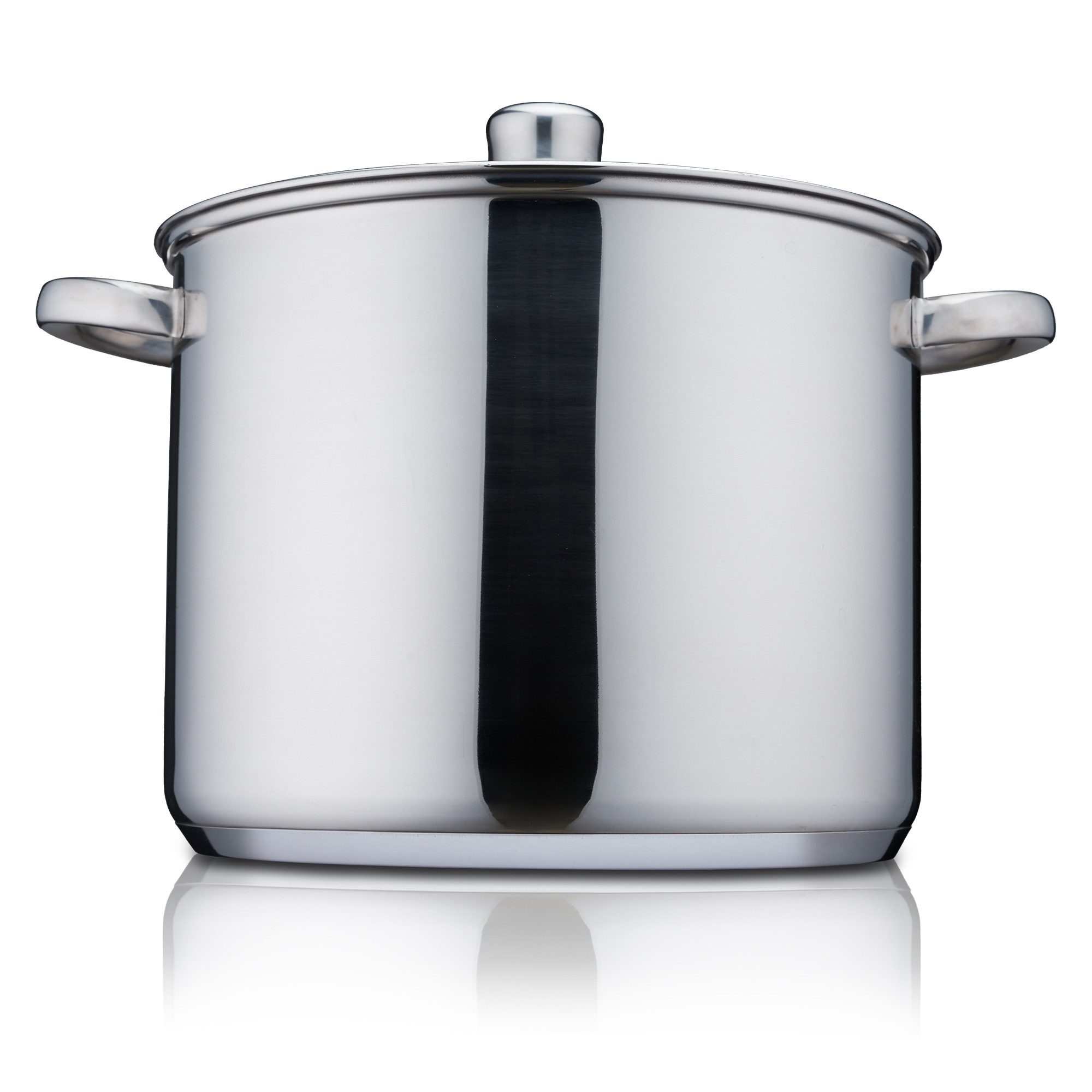 KHG Suppentopf XXL Kochtopf 26 cm Durchmesser, inkl. Glasdeckel, Edelstahl, 10 Liter Volumen, Glasdeckel, für alle Herdarten inklusive Induktion