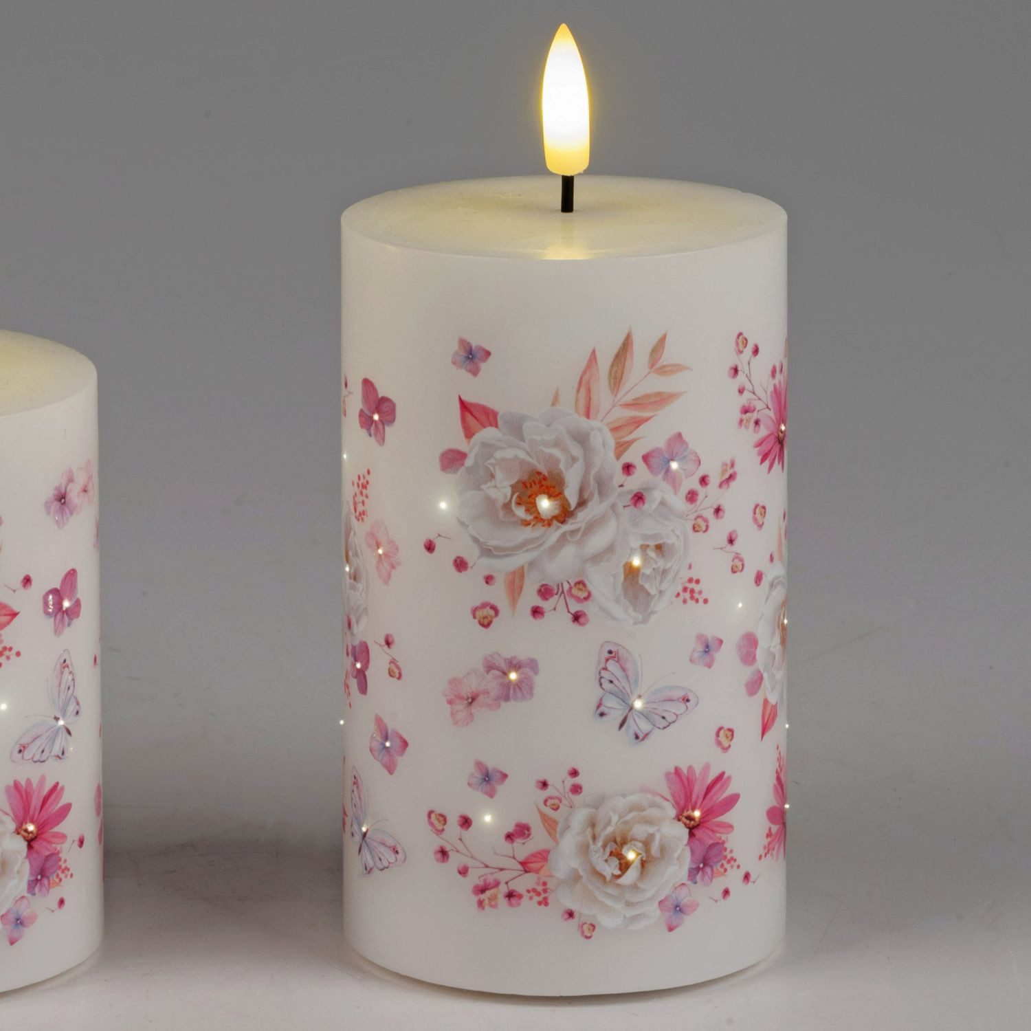 formano LED-Kerze Rosen, mit Timerfunktion, Weiß, Motiv: Rosen