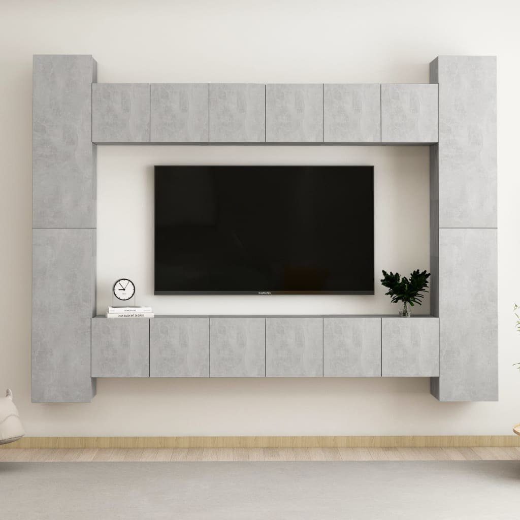 vidaXL TV-Schrank 10-tlg. TV-Schrank-Set Betongrau Holzwerkstoff (1-St) | TV-Schränke