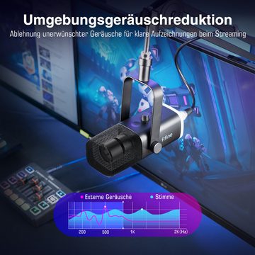 FIFINE Streaming-Mikrofon XLR Mikrofon Dynamisch für Streaming Podcast Studio, USB Microphone, mit Stummschalttaste, für Gaming PC PS4/5 Mac Mixer Soundkarten