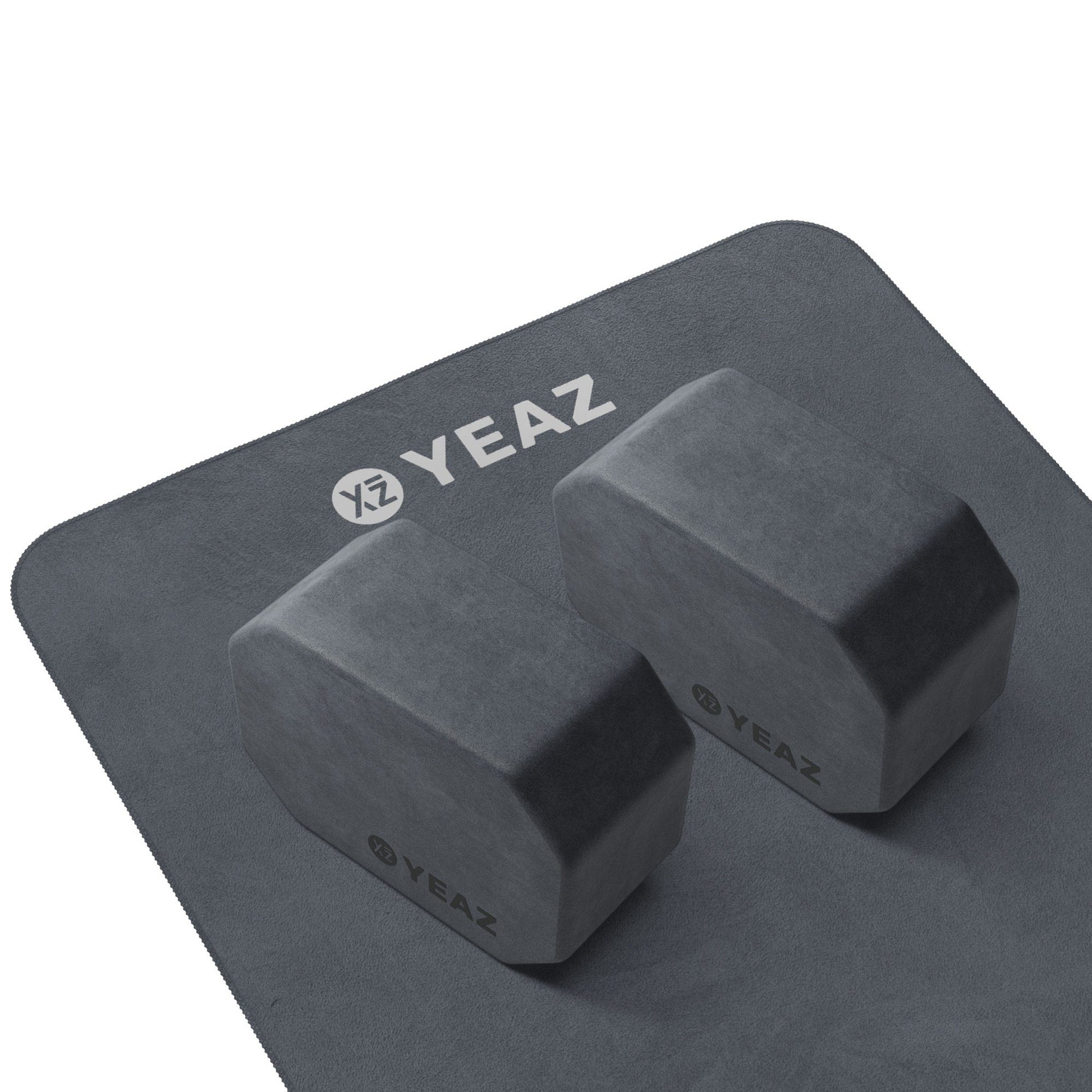 YEAZ Yogablock NEXT LEVEL Set - Yoga-Blöcke & Handtuch, rutschfeste Soft-Touch Oberfläche