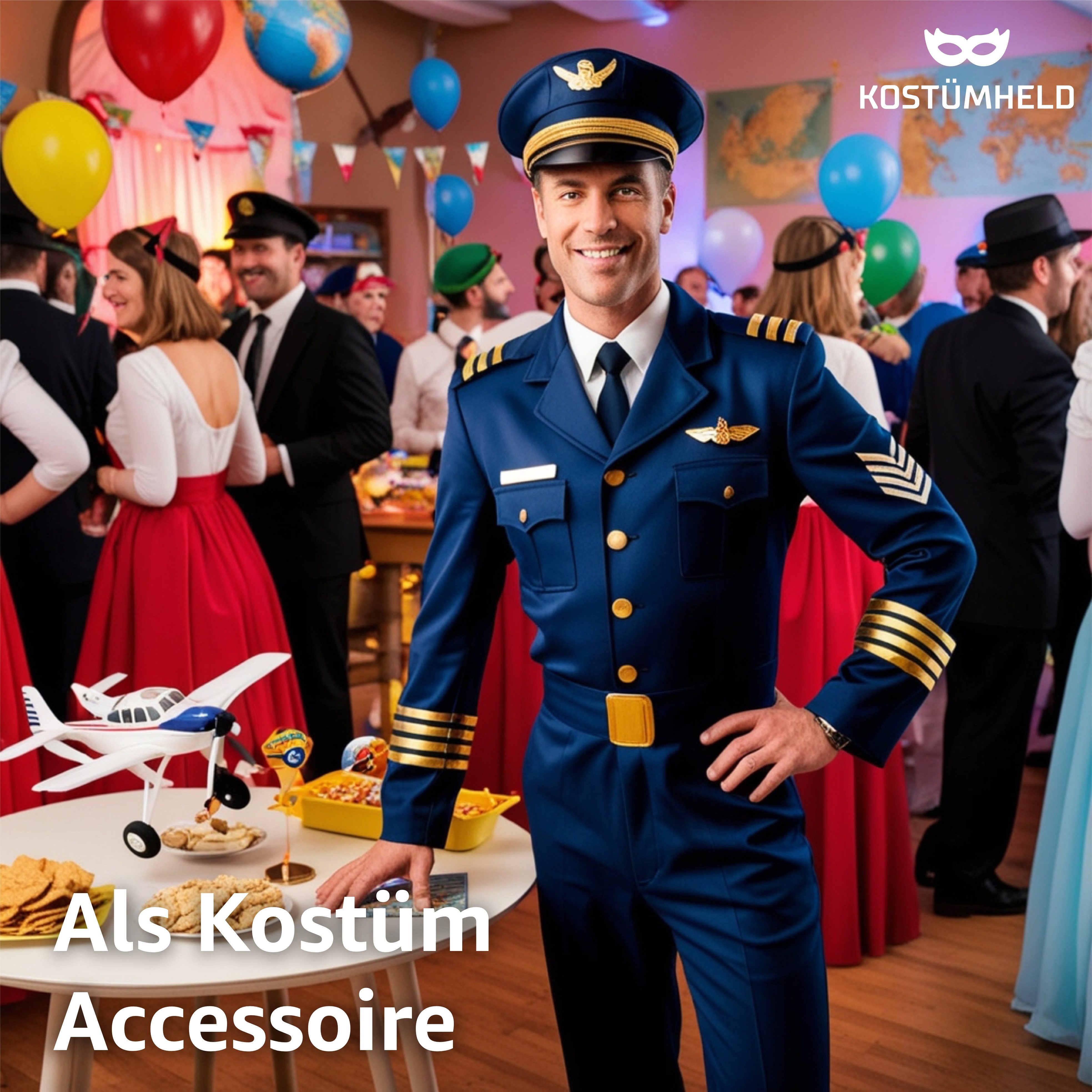 Kostümheld® Kostüm Pilot Set Kostüm Accessoire für Herren Fasching / Karneval, Einheitsgröße