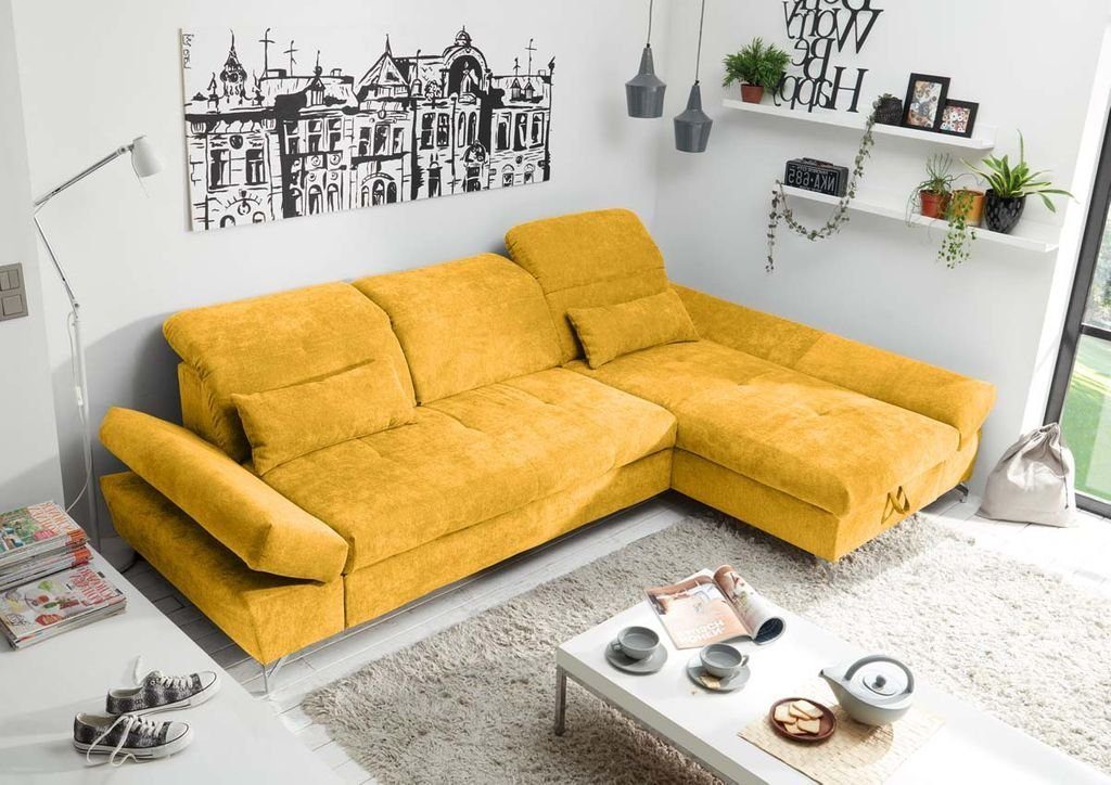 ED EXCITING DESIGN Ecksofa, MELFI Ecksofa Polstergarnitur Sofagarnitur 275 x 168 cm Gelb