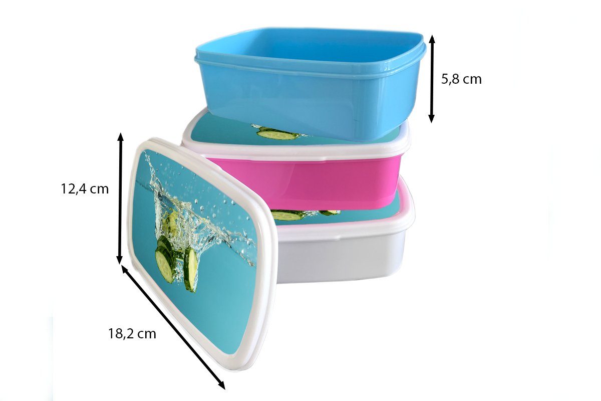 MuchoWow Lunchbox Mädchen (2-tlg), und - Brotdose, für Jungs Kunststoff, - Scheibe Gurke Erwachsene, Wasser, für Brotbox und Kinder weiß