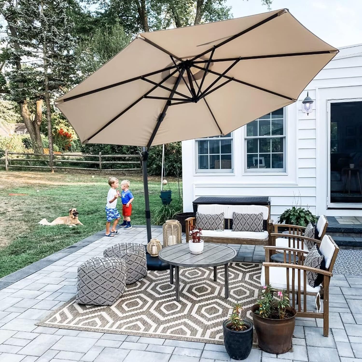 PURPLE LEAF Sonnenschirm Runder Terrassenschirm, Alu Balkonschirm, Groß Ampelschirm, LxB: 300,00x300,00 cm, 360°Rotation, Sonnenschutz UV50+, für Garten, Terrasse