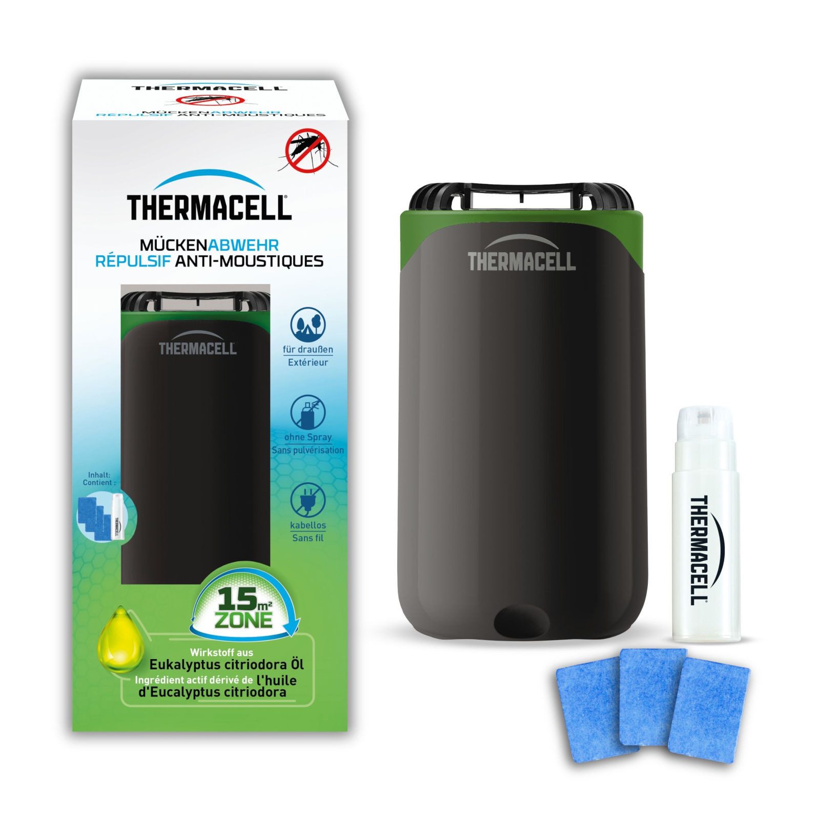 ThermaCell Insektenabwehrgerät Mückenabwehr Protect, schwarz-grün, Mückenschutz Standgerät