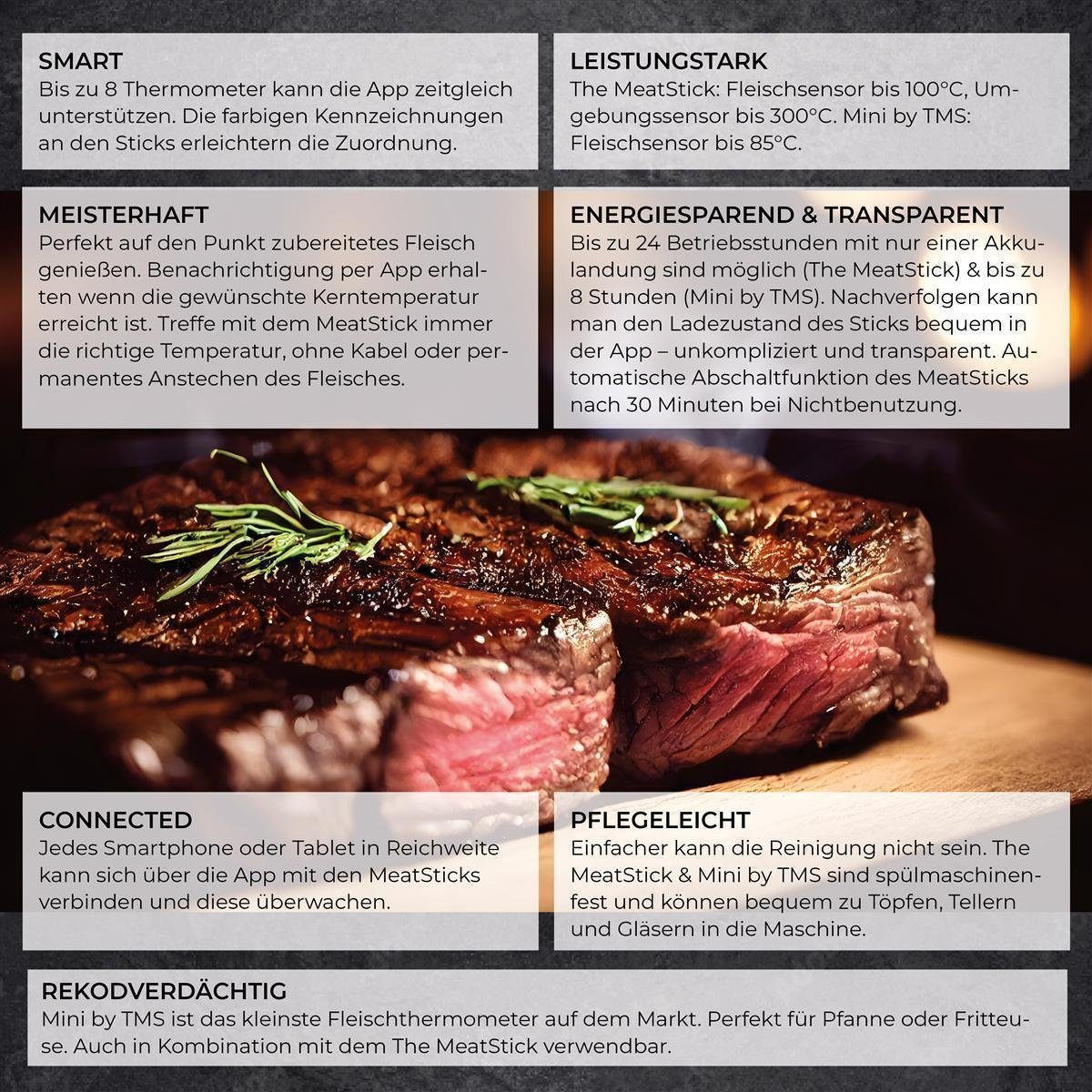POWERHAUS24 Grillthermometer The MeatStick-Set, Fleischthermometer mit Xtender