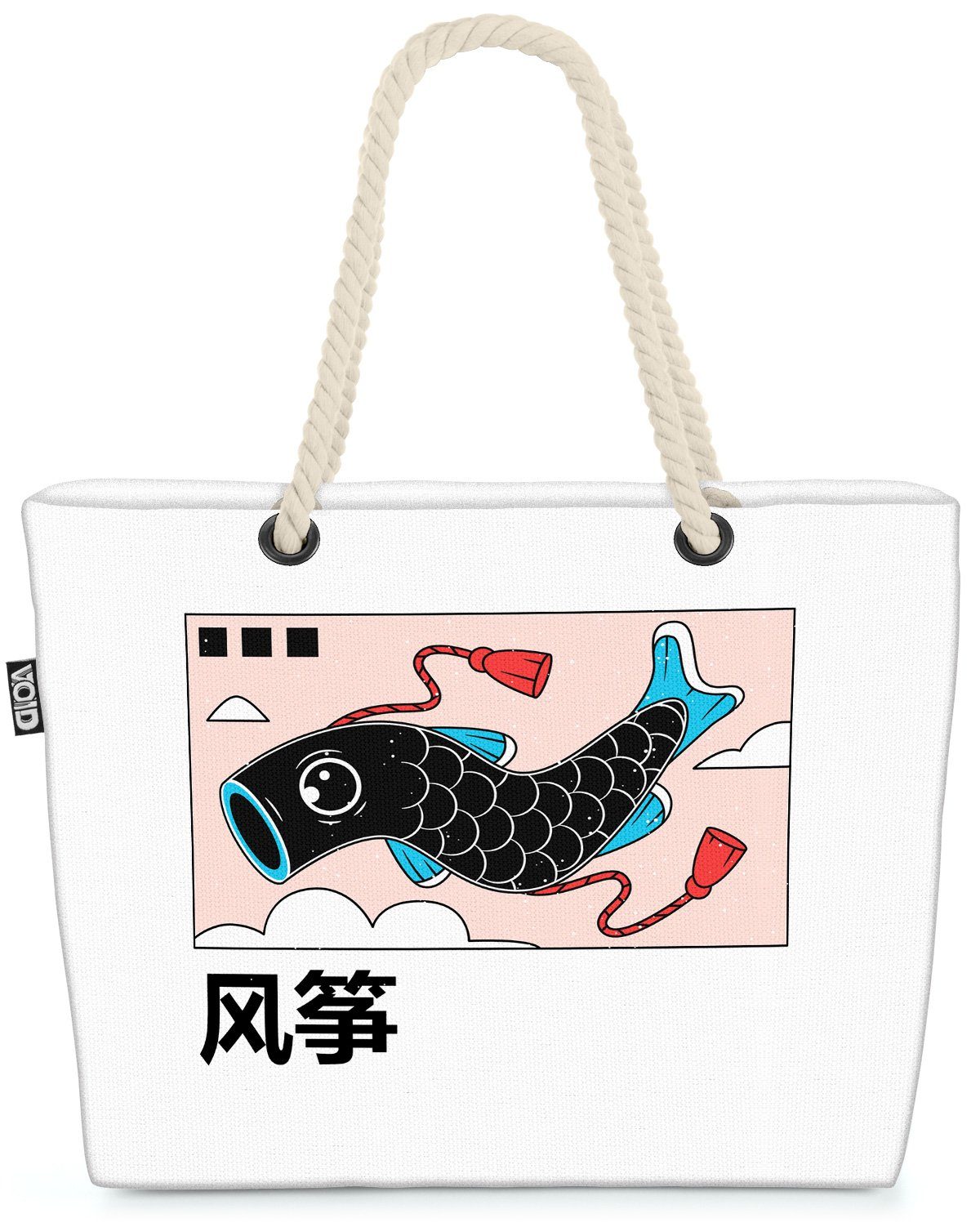 VOID Strandtasche (1-tlg), Fisch Fahne Asien Anime Grafik Manga Japan China Orientalisch Kultur