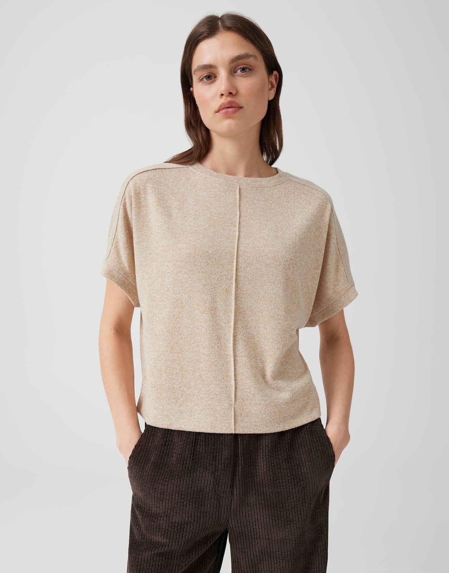 OPUS Kurzarmshirt Jerseyshirt in Mélange Optik Regular Fit Vielseitig kombinierbar für casual Looks