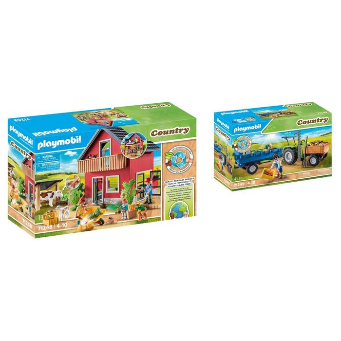 Playmobil® Konstruktions-Spielset 2er Set: 71248 Bauernhaus eingerichtetes Wohnhaus