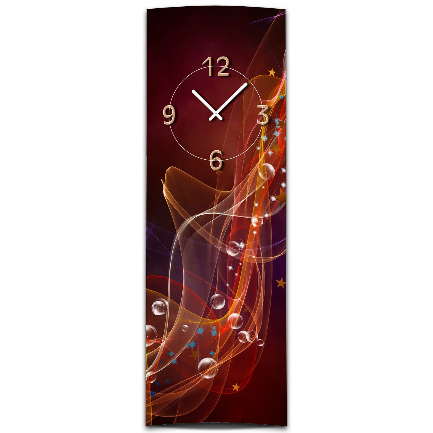 dixtime Wanduhr Wanduhr XXL 3D Optik Dixtime abstrakt rot dunkel 30x90 cm hochkant (Einzigartige 3D-Optik aus 4mm Alu-Dibond)