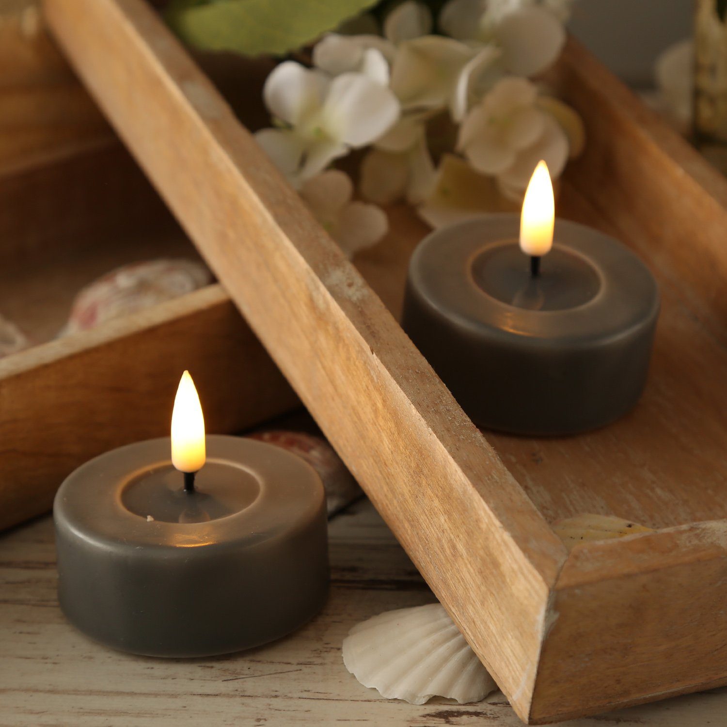 Deluxe Homeart LED-Kerze LED Maxi Teelichter Mia Deluxe flackernd Echtwachs günstig online kaufen