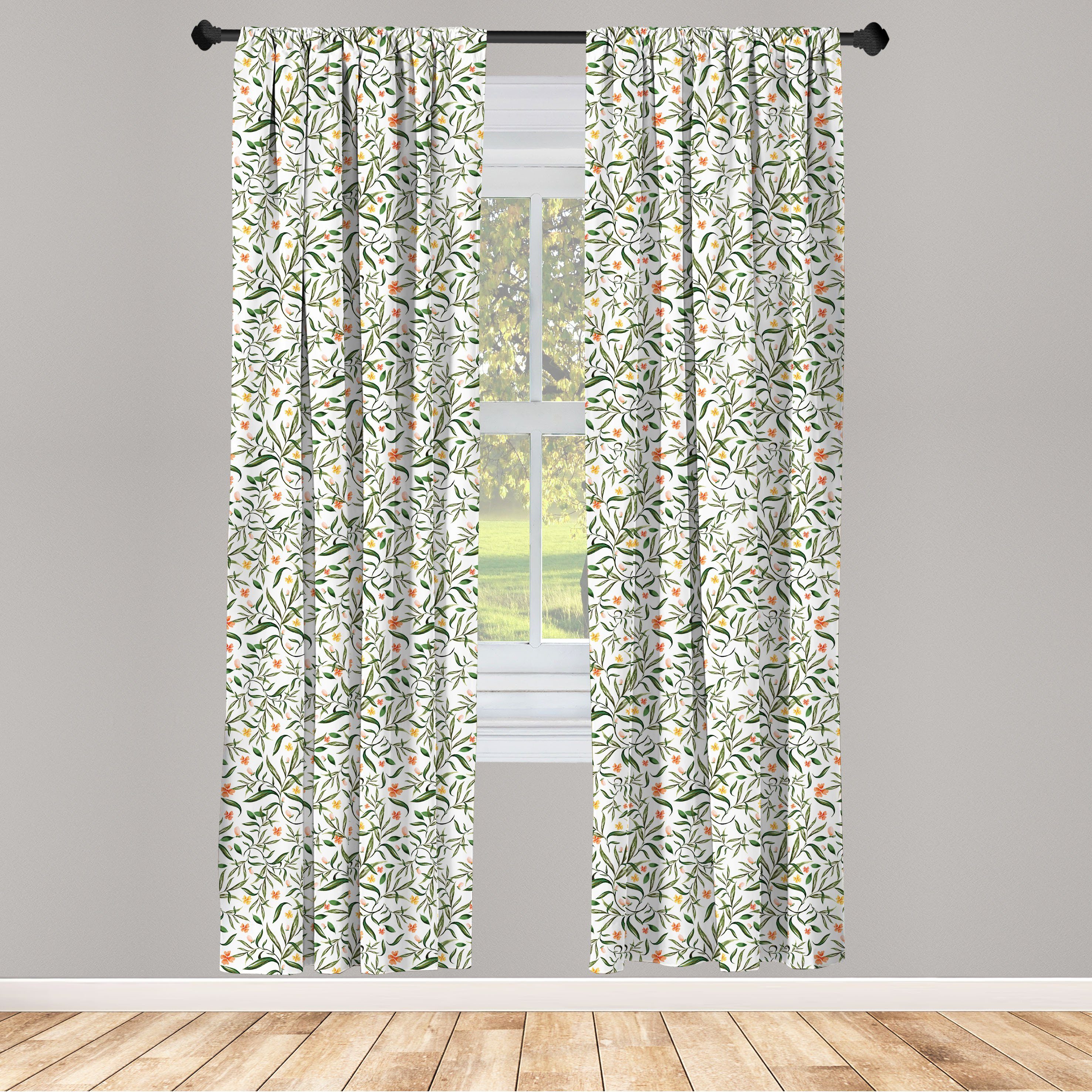 Gardine Vorhang für Wohnzimmer Schlafzimmer Dekor, Abakuhaus, Microfaser, Blumen Aquarell Spring Garden