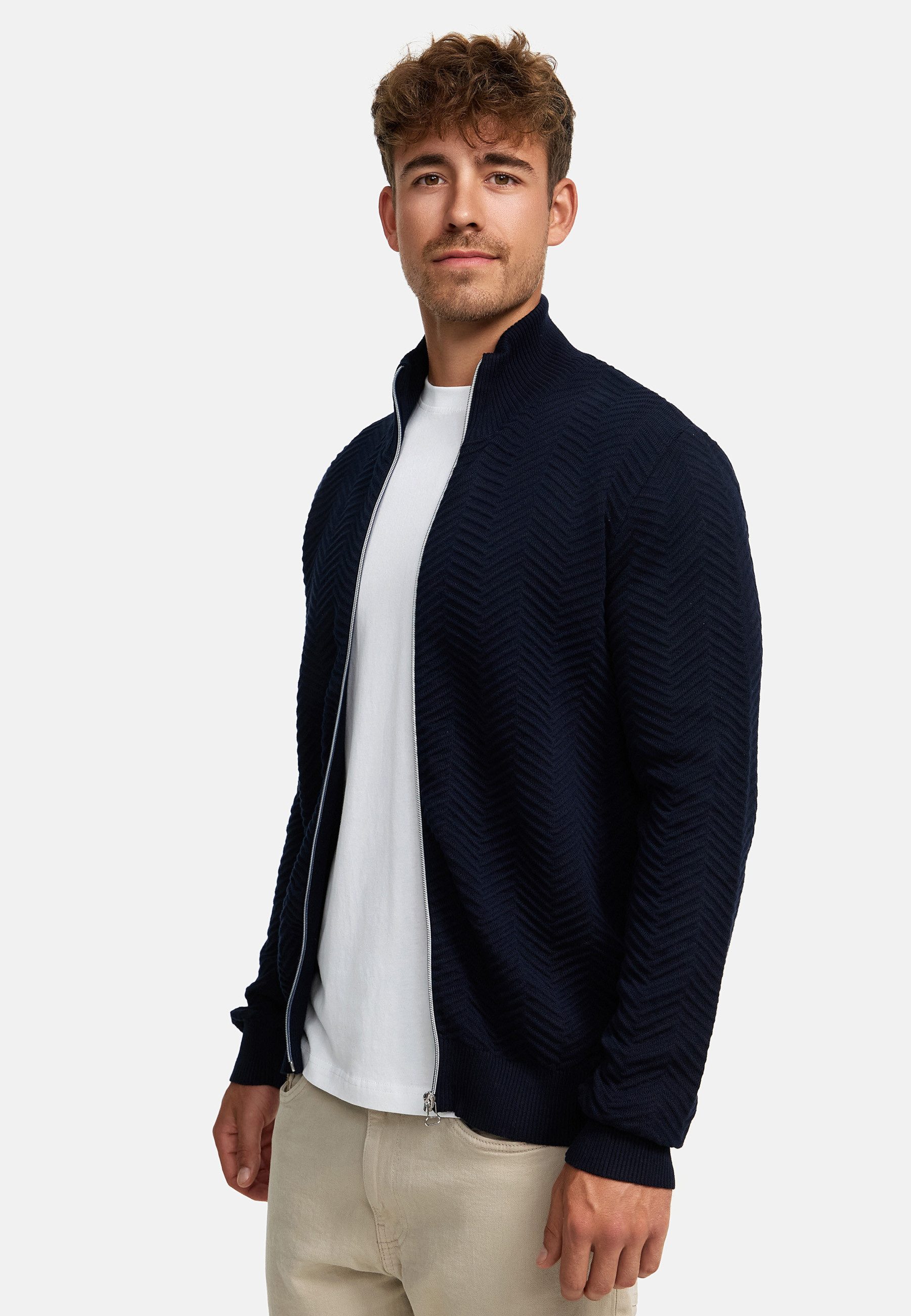 Kronstadt Strickjacke Herren KSCarlo Herrenstrickjacke Fein-Strickjacke mit Stehkragen