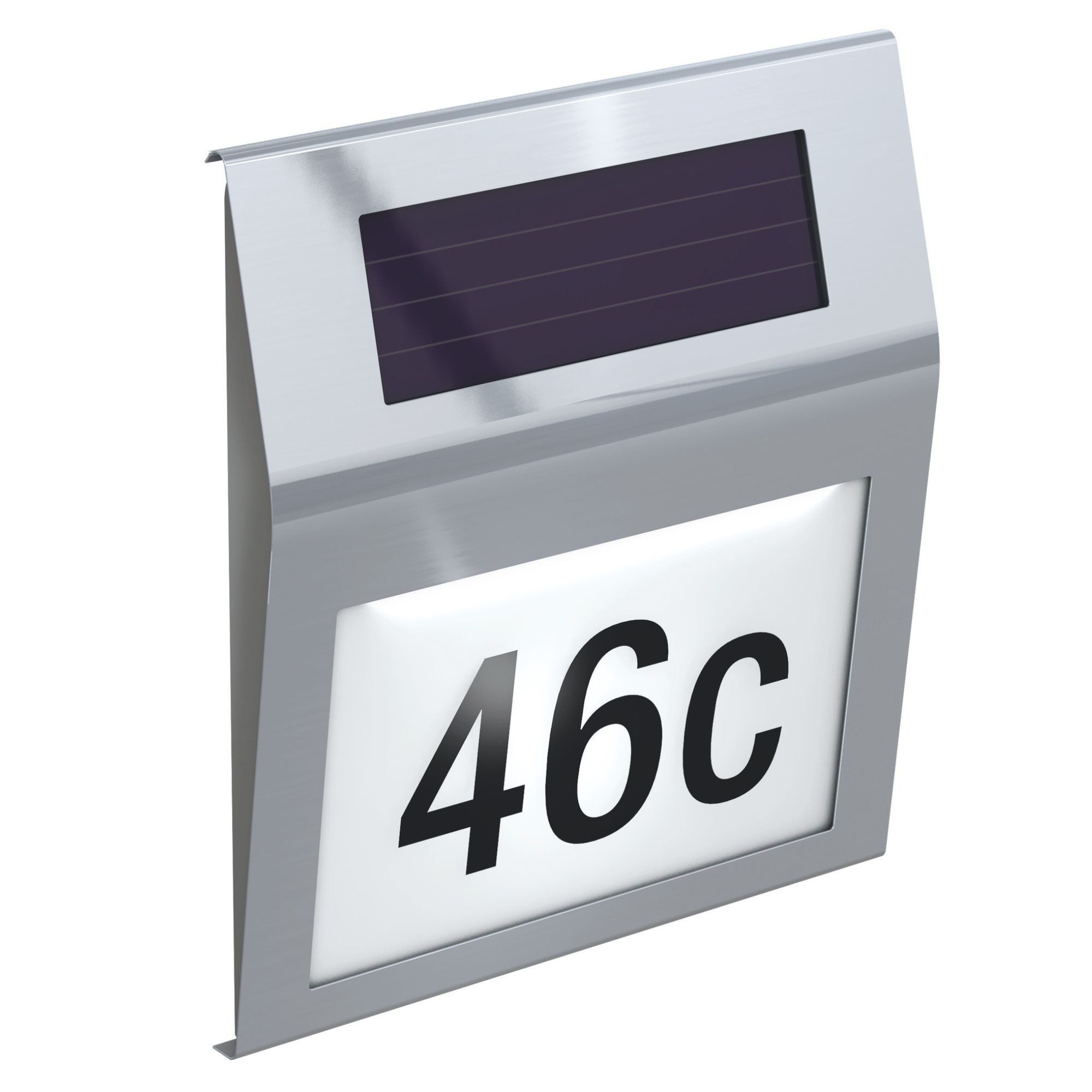 BASI Außen-Wandleuchte Solar-Hausnummer, Edelstahl, mit Beleuchtung, Außenbereich, inkl. Zahlen / Buchstaben