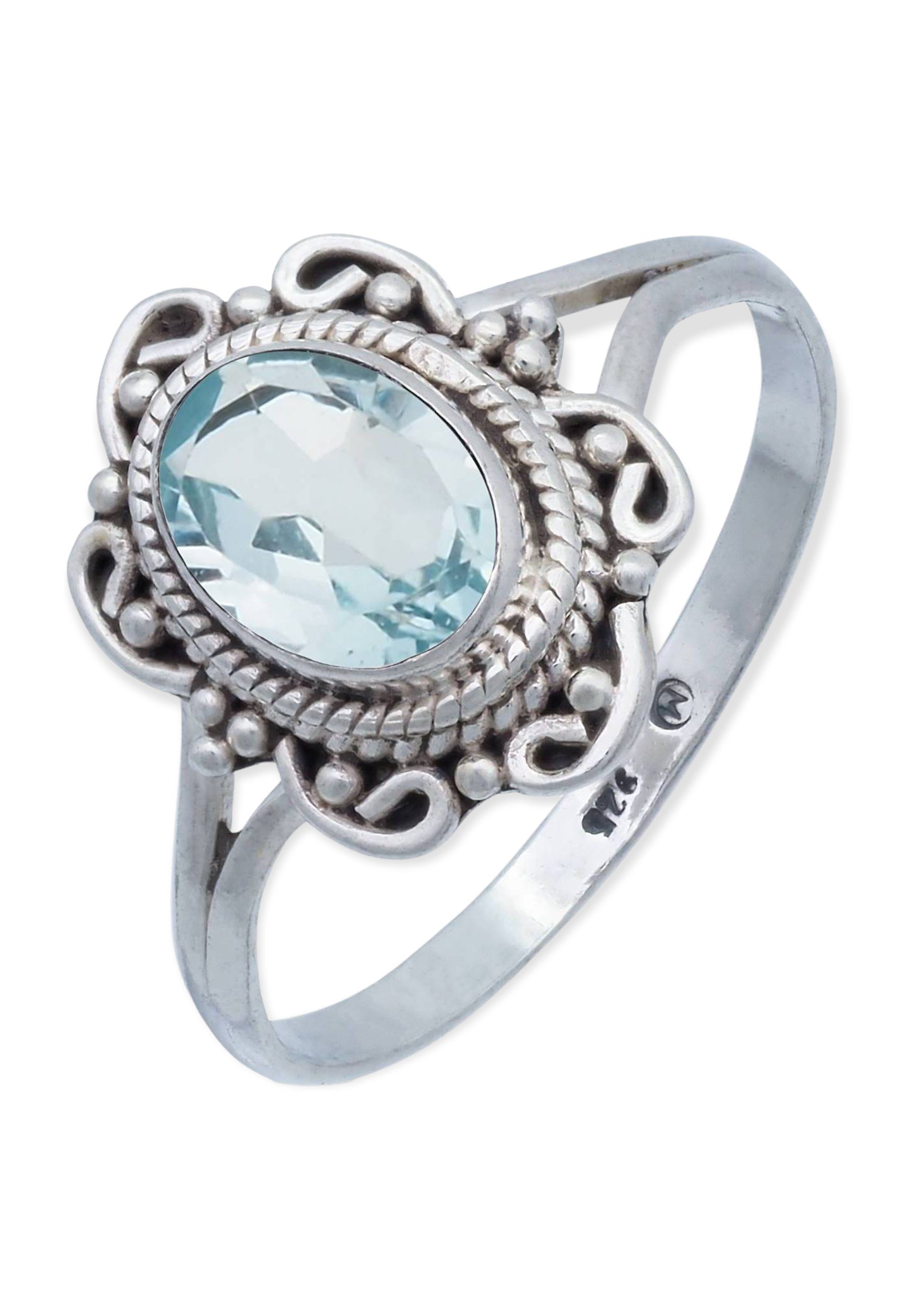 Silberring mit Silber Blau 925er facettiert mantraroma Topas