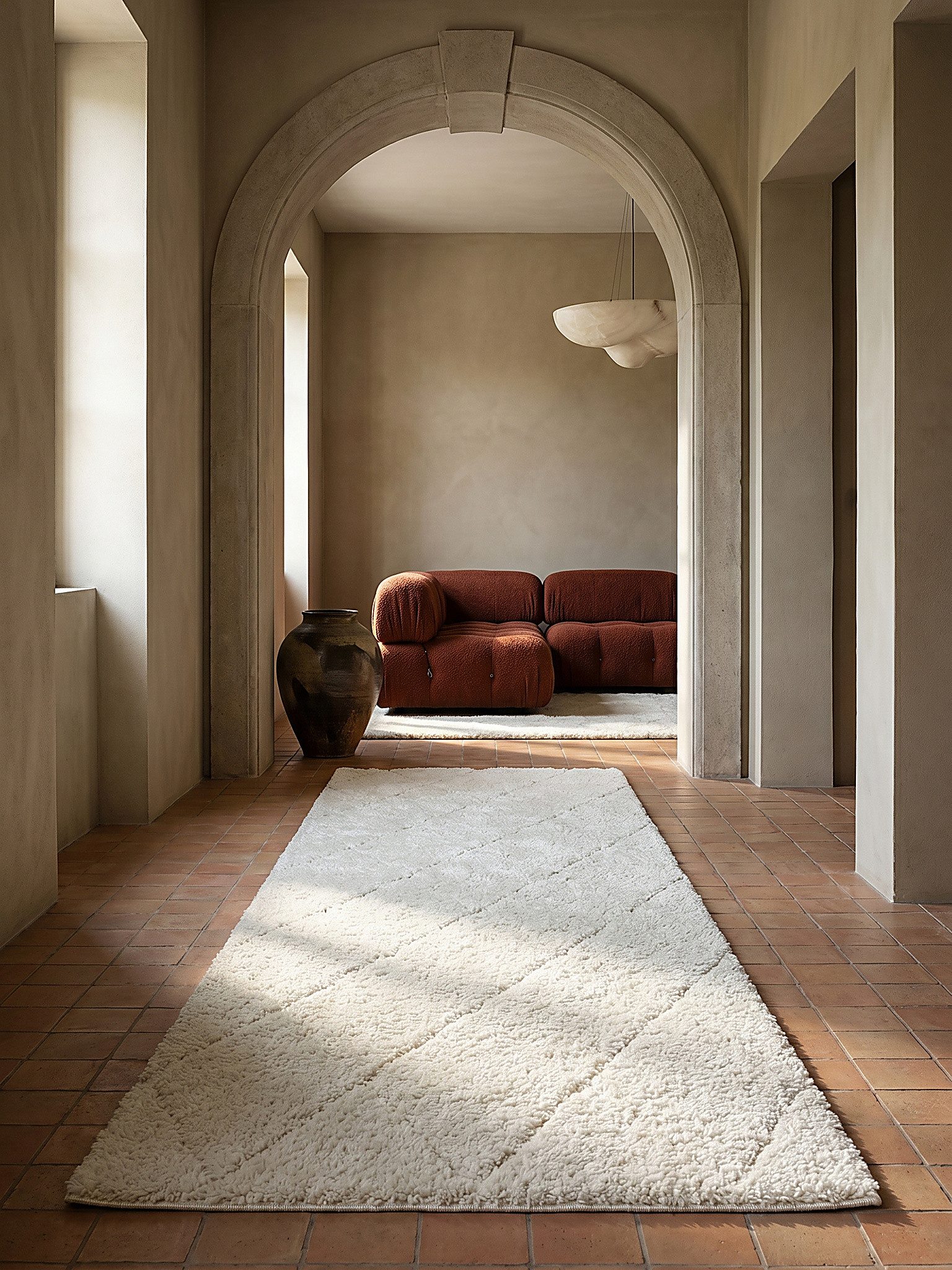 KADIMA DESIGN Teppich ATRIO Teppichläufer Creme 80x150 Berber Polypropylen Wohnzimmer, Läufer, Höhe: 31 mm, Strapazierfähig, Pflegeleicht, Farbecht – Bild 3 von 5