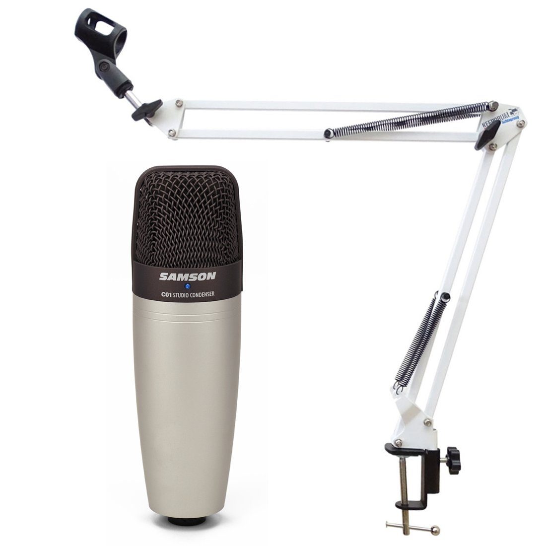 Samson Mikrofon C-01 Kondensator-Mikrofon mit Gelenkarm Weiss