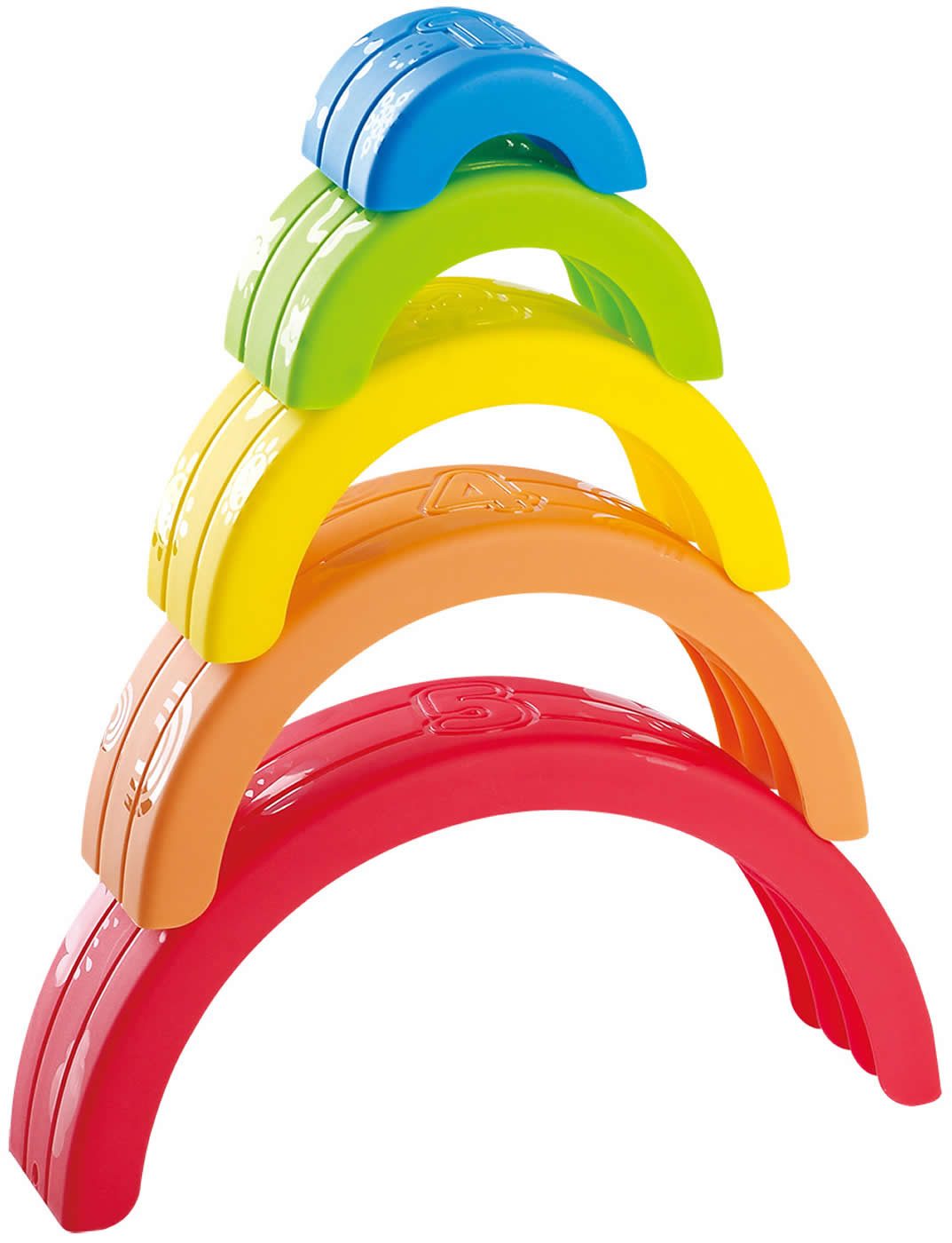 Stapelspielzeug Stapelbogen Regenbogen 5-tlg Zahlen Lern- Sortier- Stapelspielzeug +6M