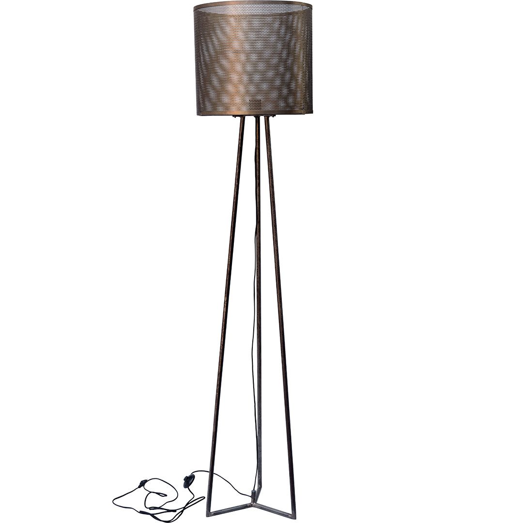 Trademark Living Lampenschirm Stehlampe mit perforiertem Schirm im Industriellem Look