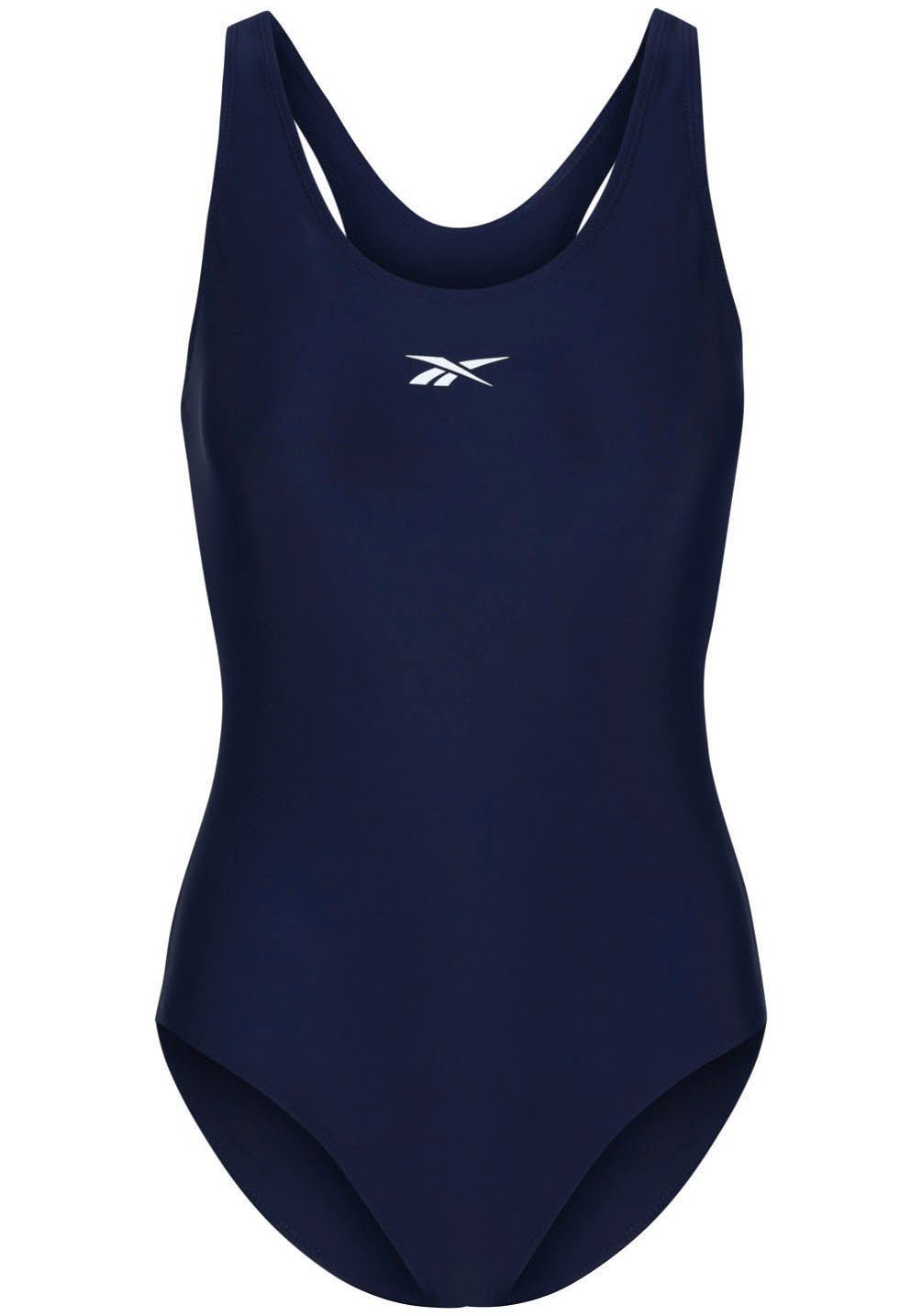 Reebok Badeanzug "Adelia" Racer-Back Cut Out, sportlich, schlicht, bequem, Logo vorne