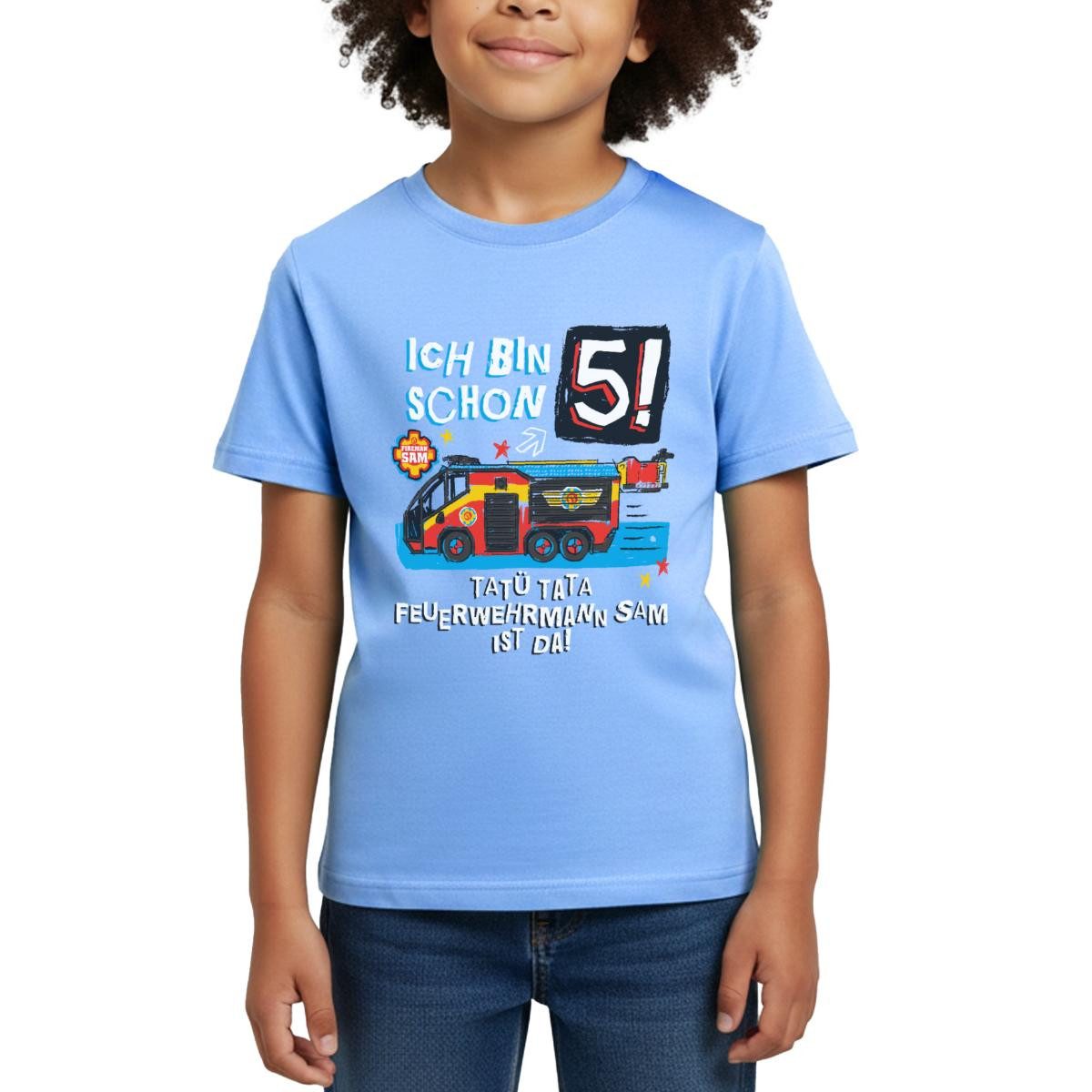 T-Shirt Feuerwehrmann Sam Geburtstagsdesign 5 Jahre Kinder T-Shirt