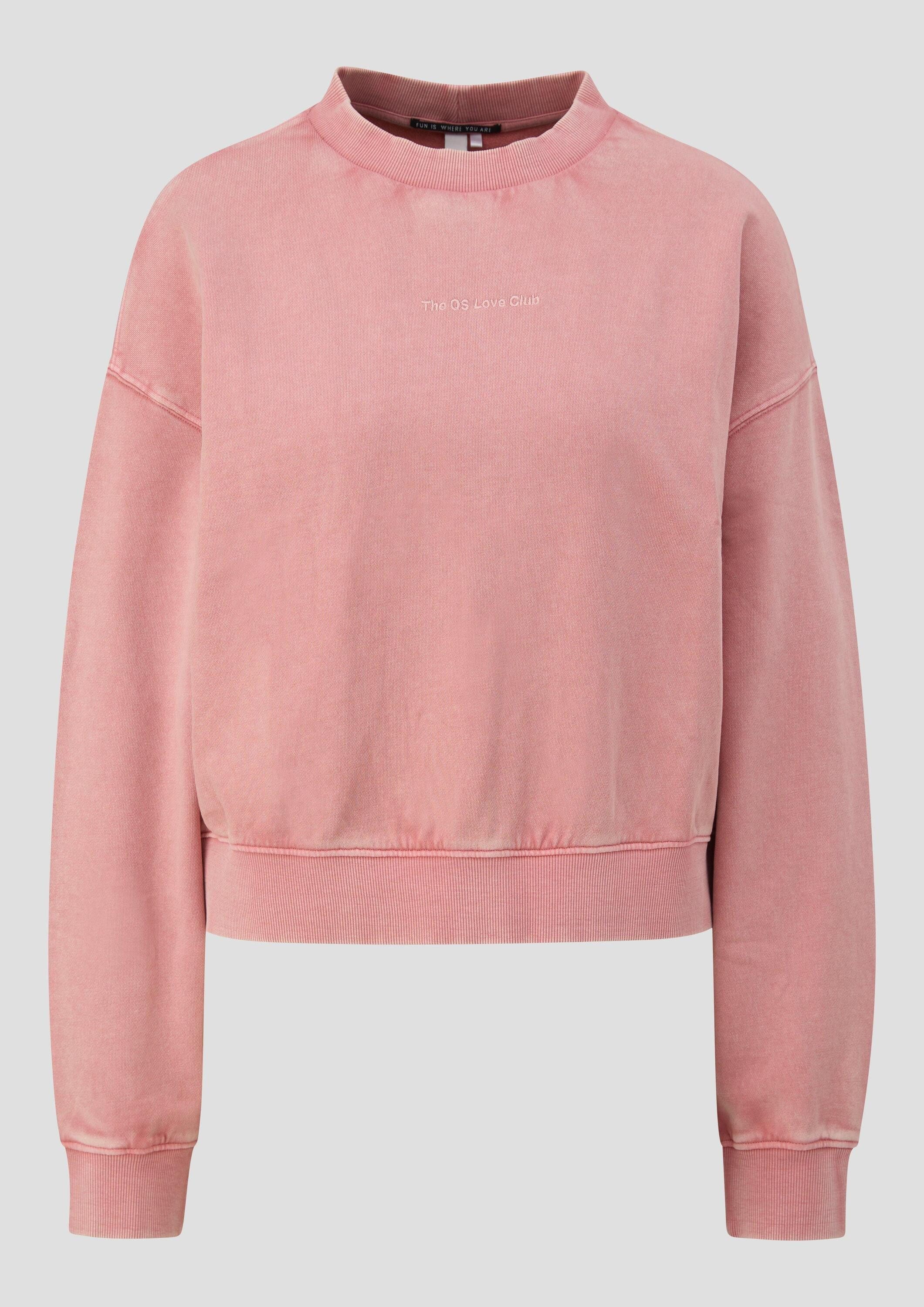 QS Sweatshirt Sweatshirt Gewaschenes Sweatshirt mit kleiner Stickerei