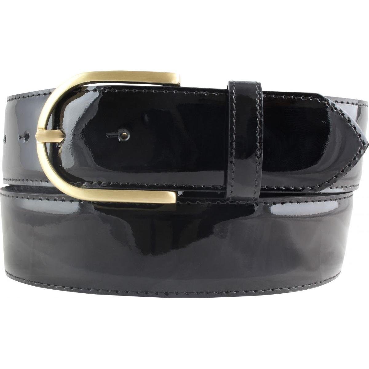 Damengürtel Leder Eleganter 40mm Gold Schwarz, aus - G BELTINGER - cm Glänzender Lack-Gürtel Ledergürtel 4