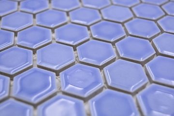 Mosani Mosaikfliesen Hexagonale Sechseck Mosaik Fliese Keramik mini blau