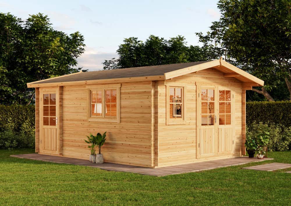 Alpholz Gartenhaus Holz Jennifer, BxT: 400x550 cm, in Imprägniert (Pinie) mit 28mm Wandstärke