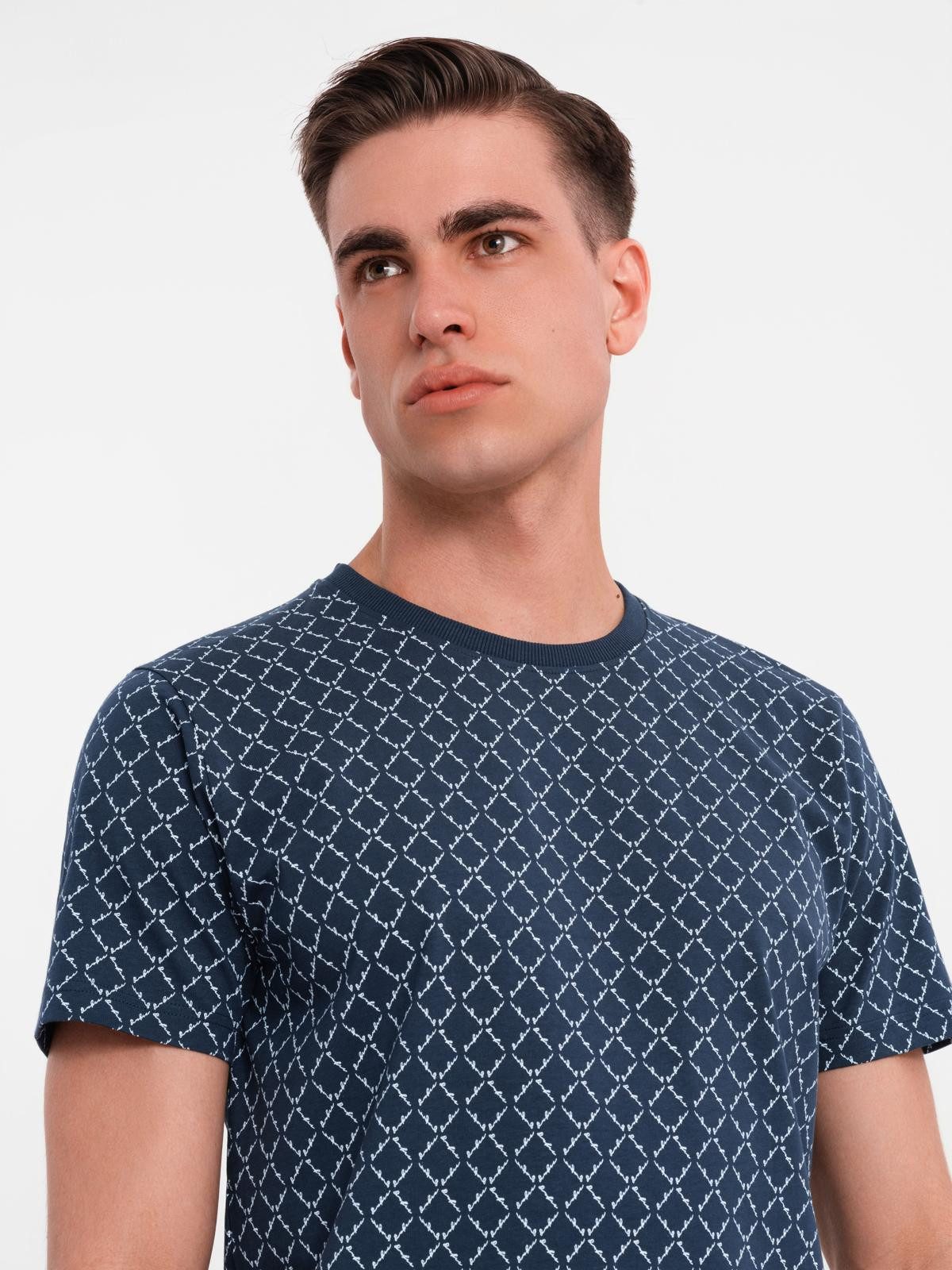 OMBRE Print-Shirt Strick-T-Shirt mit Volldruck für Männer