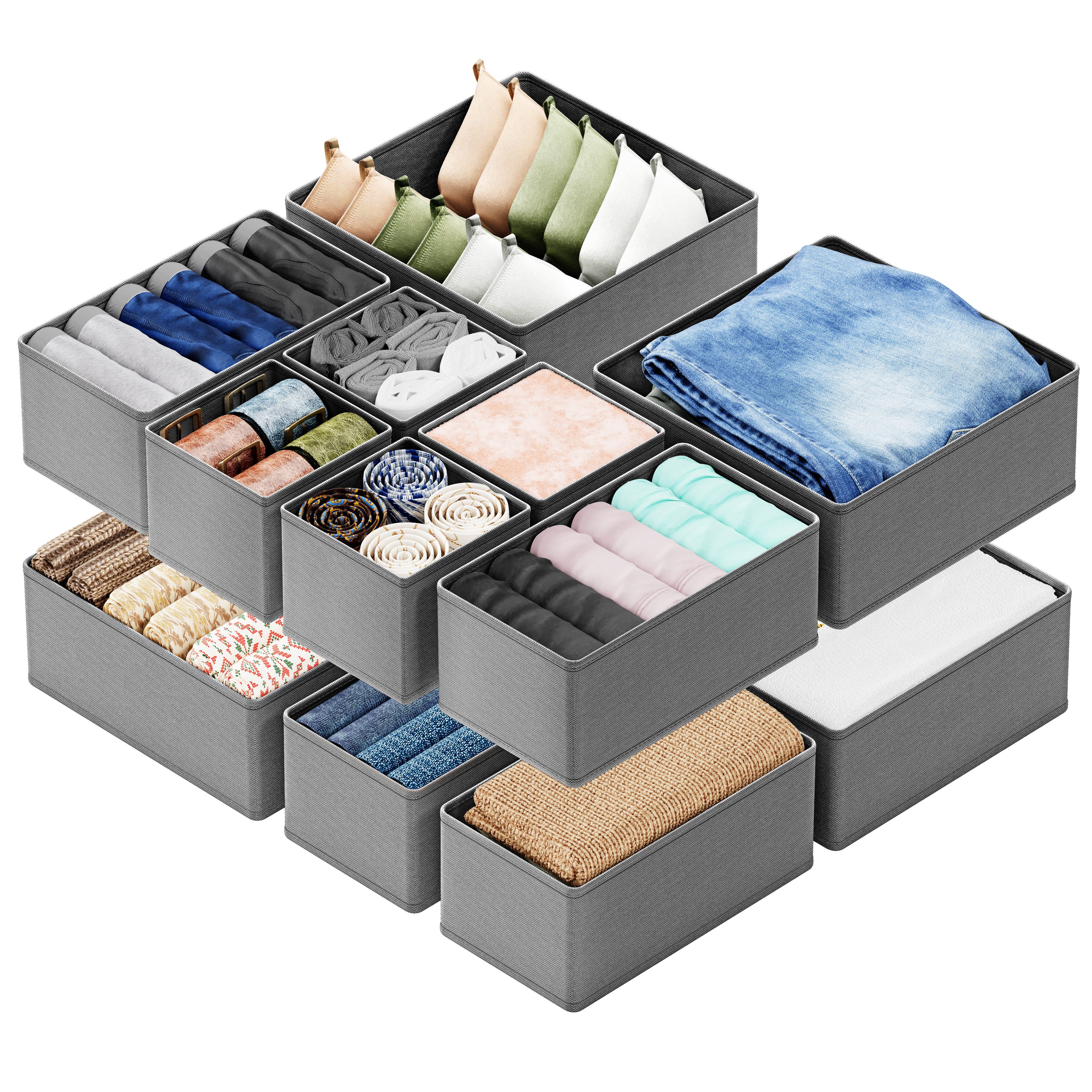 SpaceAid Auflagenbox 12 er Schubladen Organizer (Unterwäsche Organizer), Faltbare Aufbewahrungsbox Stoff