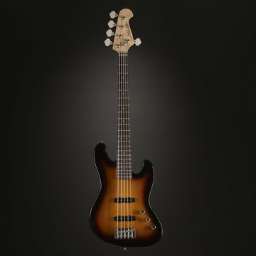 J & D E-Bass, JB/5 5-String Bass Sunburst, E-Bass, Erlekorpus, Ahornhals, Palisandergriffbrett, Alnico Single Coil Tonabnehmer, 34 Zoll Longscale Mensur, Hochglanz-Finish, Passive Elektronik, E-Bässe, 5-Saiter E-Bässe, JB/5 5-String Bass, E-Bass, Alnico Single Coil Tonabnehmer