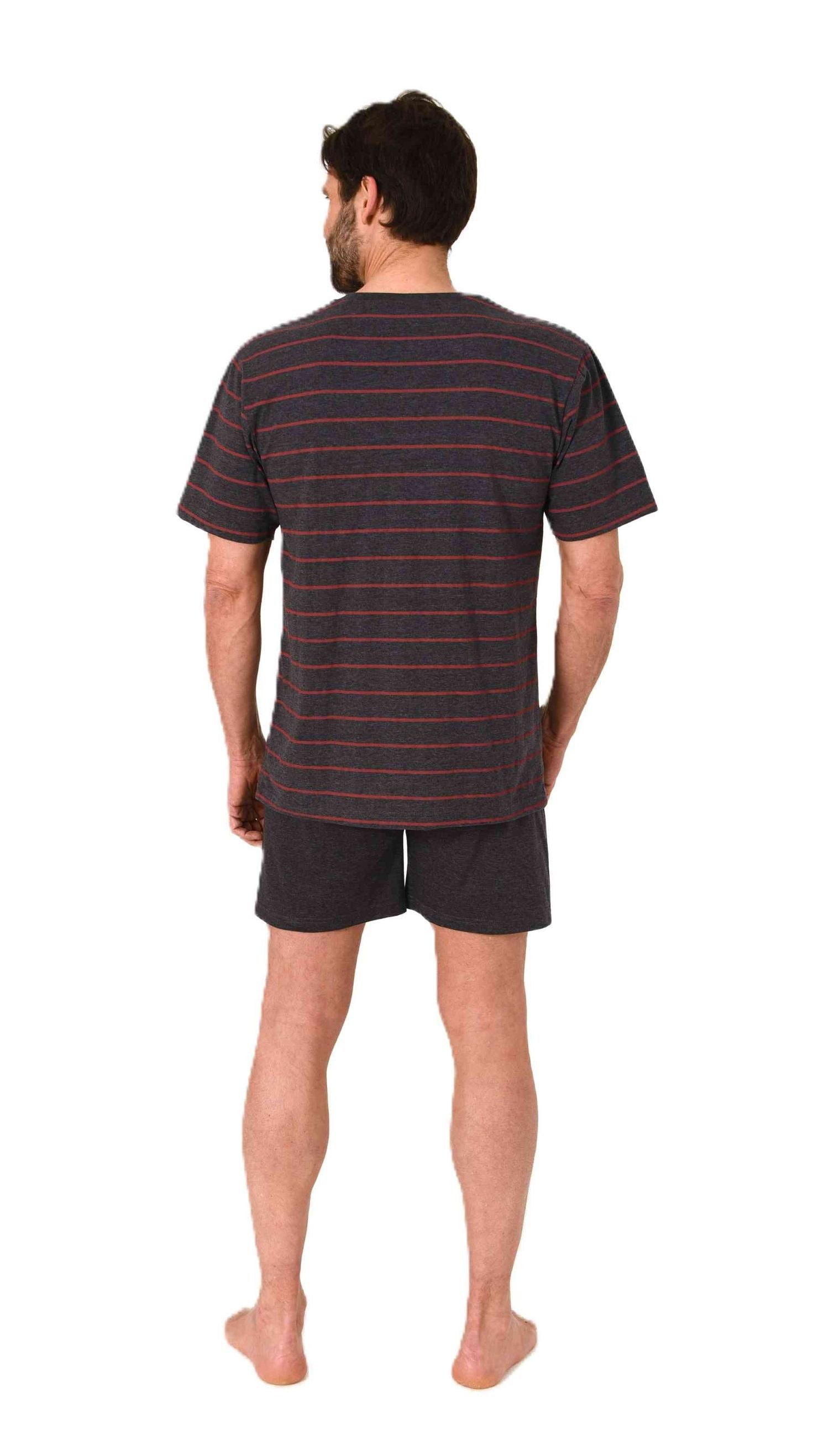 Normann Pyjama Normann Herren kurzarm Schlafanzug Shorty Pyjama in Streifenoptik – Bild 3 von 4