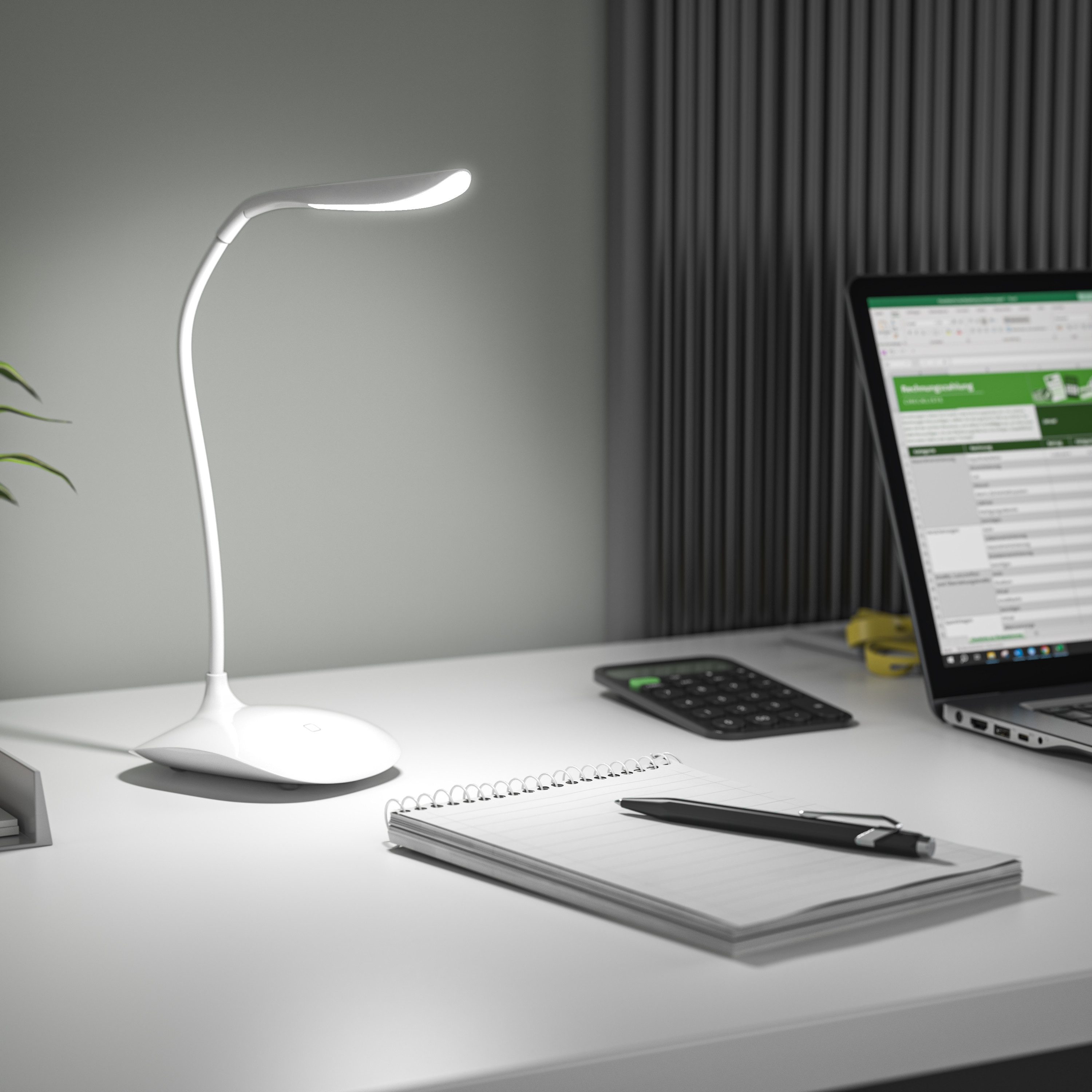 Brandson Schreibtischlampe Bürolampe, Tischleuchte, leuchtstarke 70 Lumen, Energiesparend, 3 Watt, mehrere Helligkeitsstufen, LED fest verbaut, warmweiß, Stroms – Bild 4 von 5