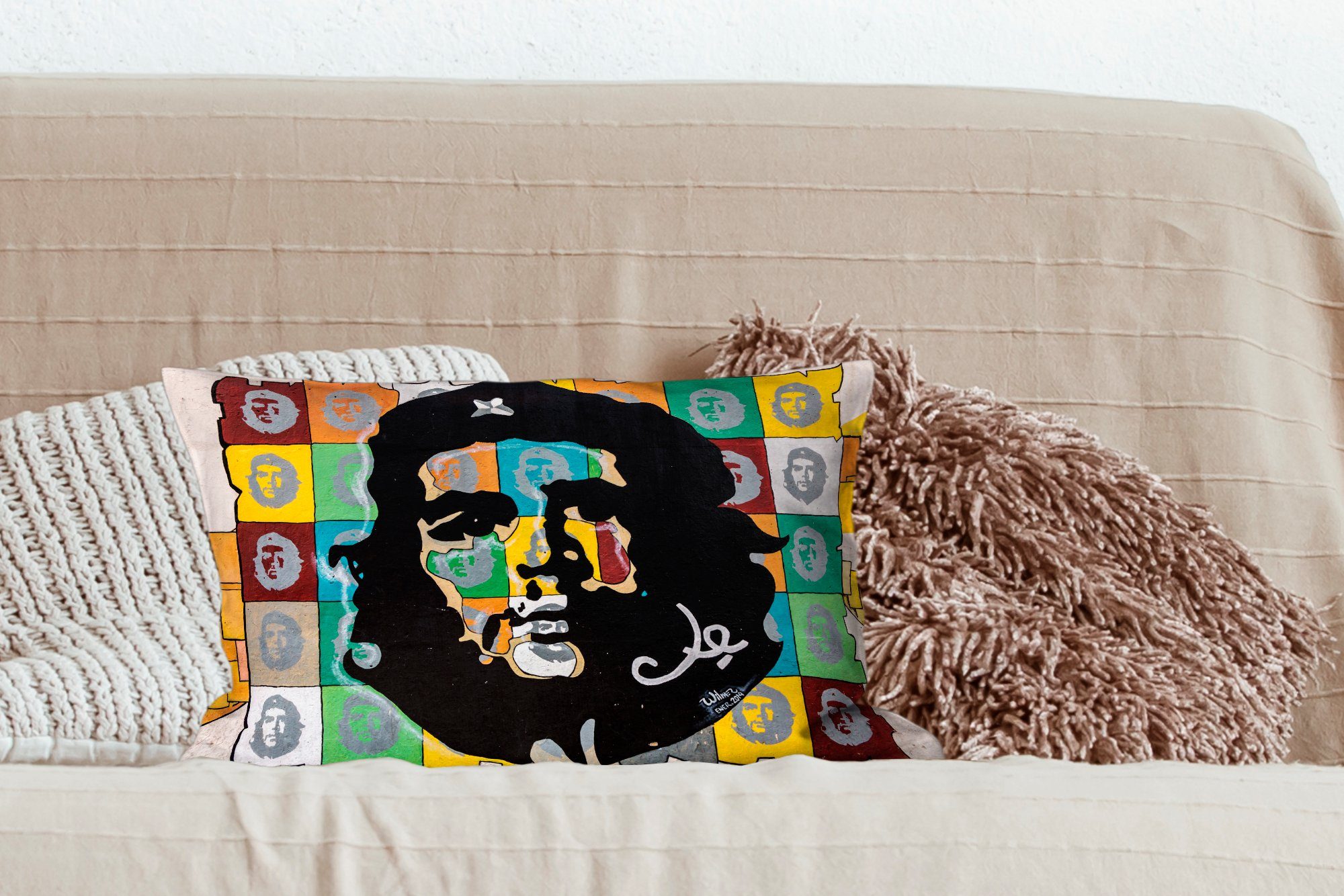MuchoWow Schlafzimmer Guevara Silhouette, Dekokissen Wohzimmer Dekokissen Füllung, mit als Dekoration, Zierkissen, Che