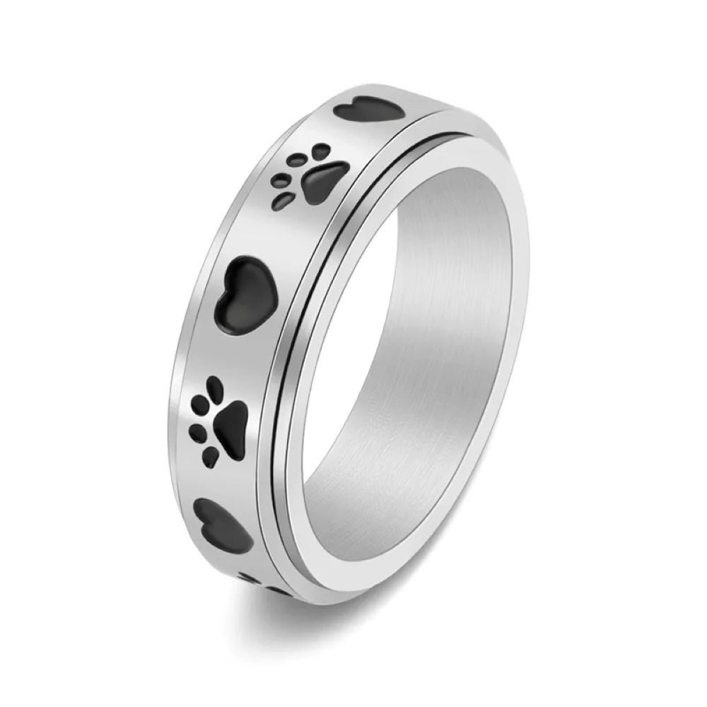 Eyecatcher Fingerring Anti Stress Fidget Ring Pfoten Herz Anxiety Ring