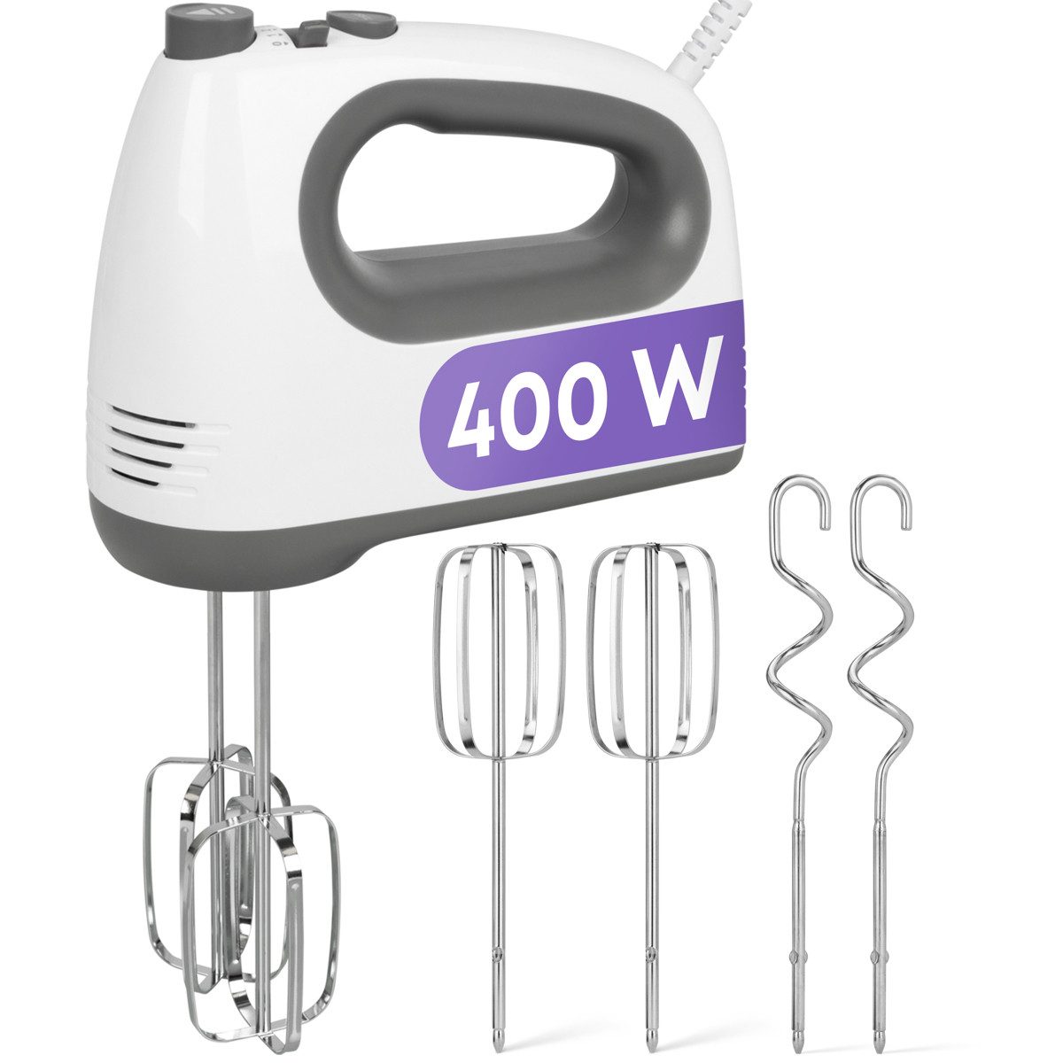 CLATRONIC Handmixer HM 3775, mit kraftvollen 400 Watt-Motor, 5 Stufen