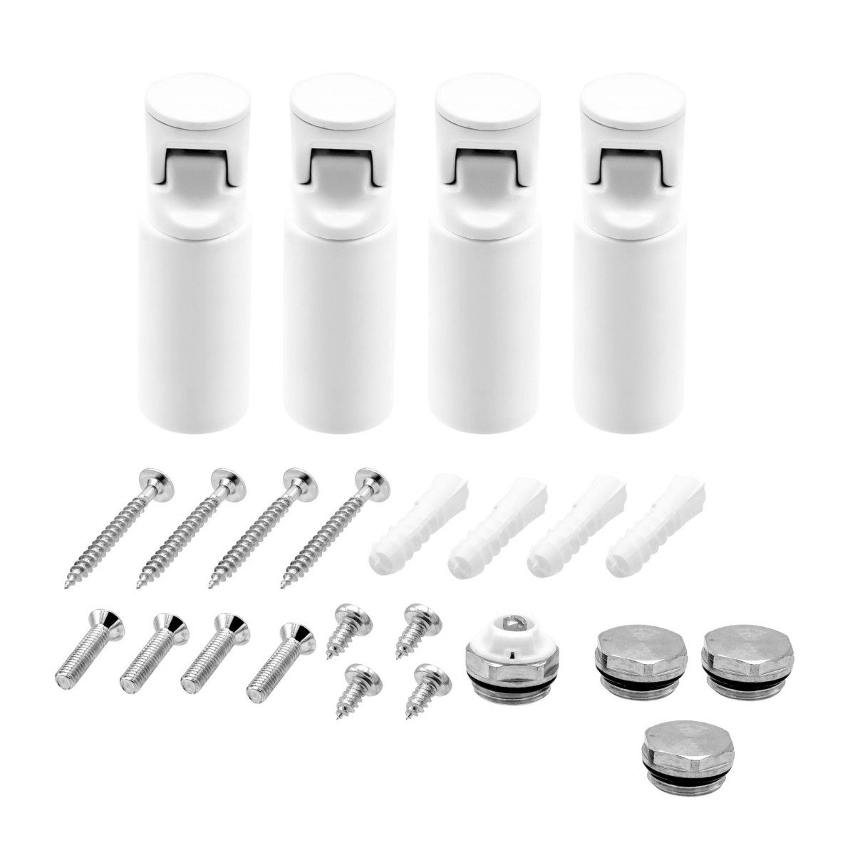 Belrad Heizkörper HB2020, Handtuchheizkörper Befestigung Montageset je 4 Stk Weiß