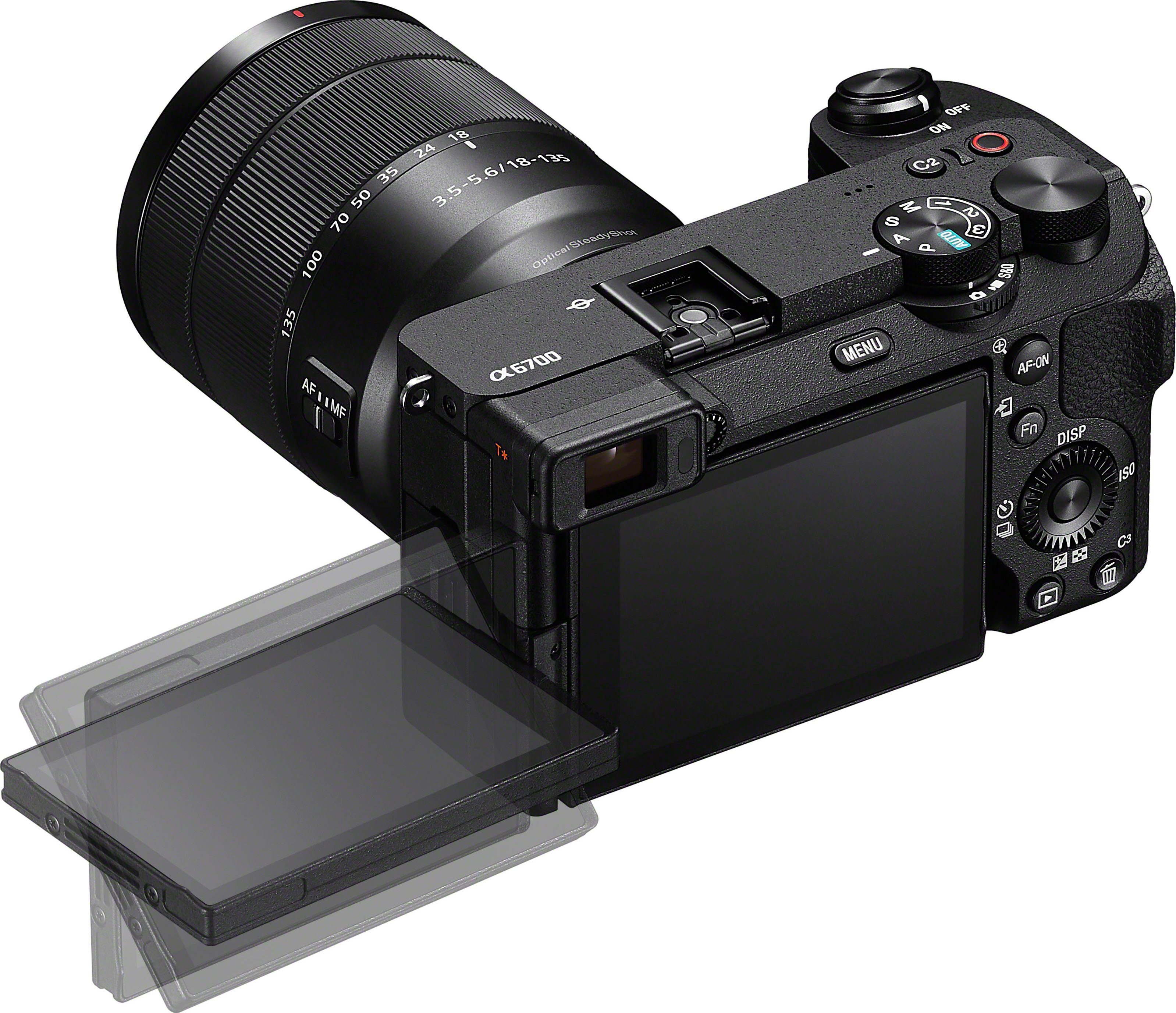 Sony Alpha ILCE-6700 + 18–135-mm-Objektiv Systemkamera (18–135-mm SEL-18135, 26 MP, Bluetooth, WLAN)