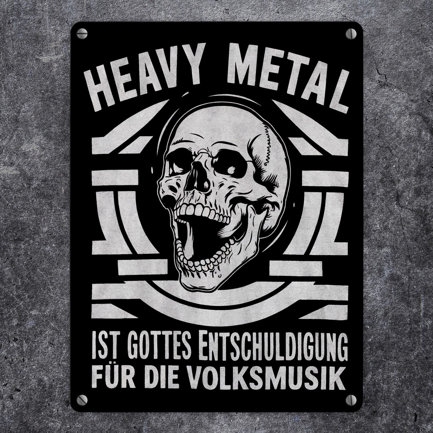 speecheese Metallschild Heavy Metal statt Volksmusik Metallschild in 15x20 günstig online kaufen